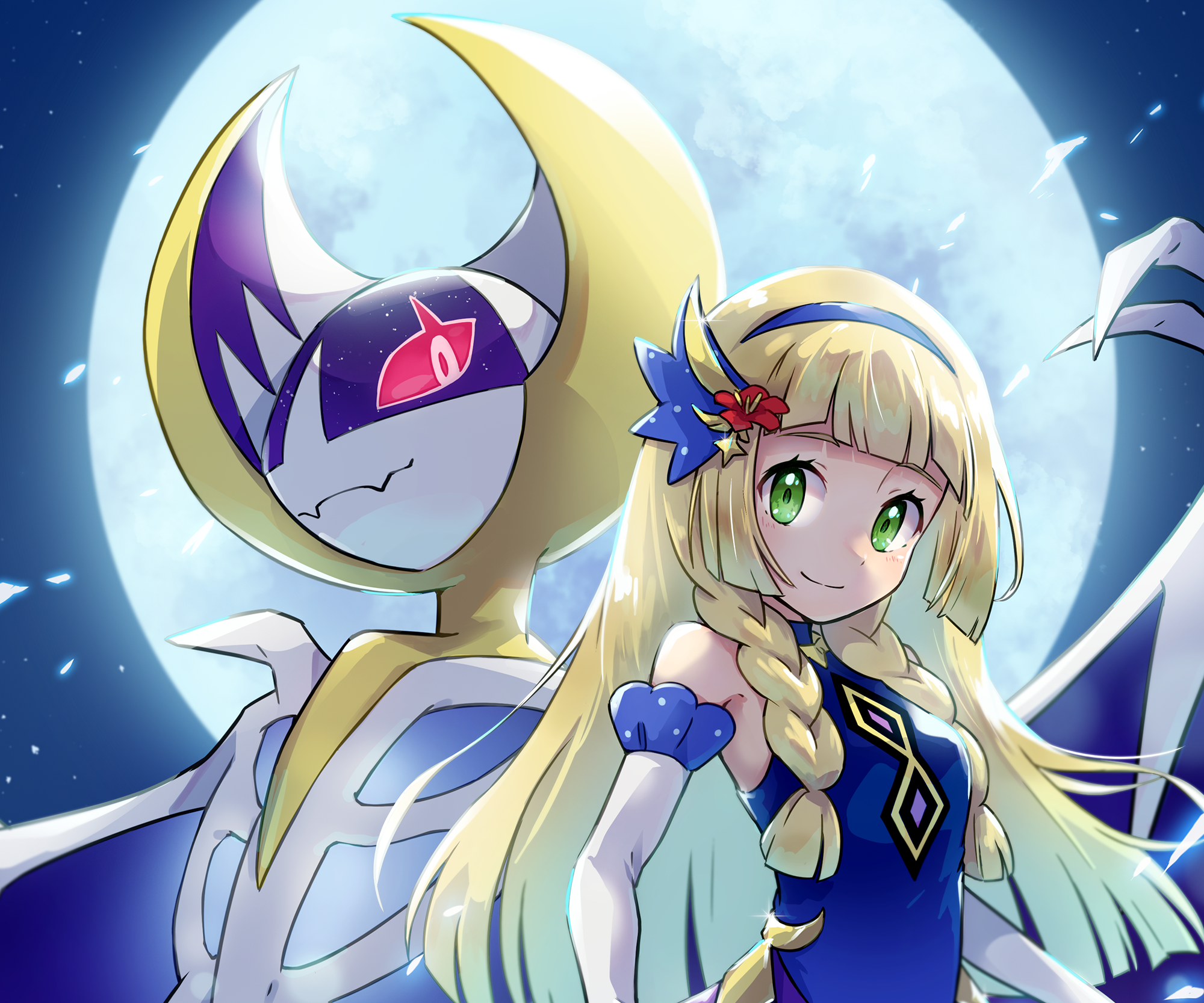 Lunala and Lillie from Pokémon Sun and Moon HD Wallpaper