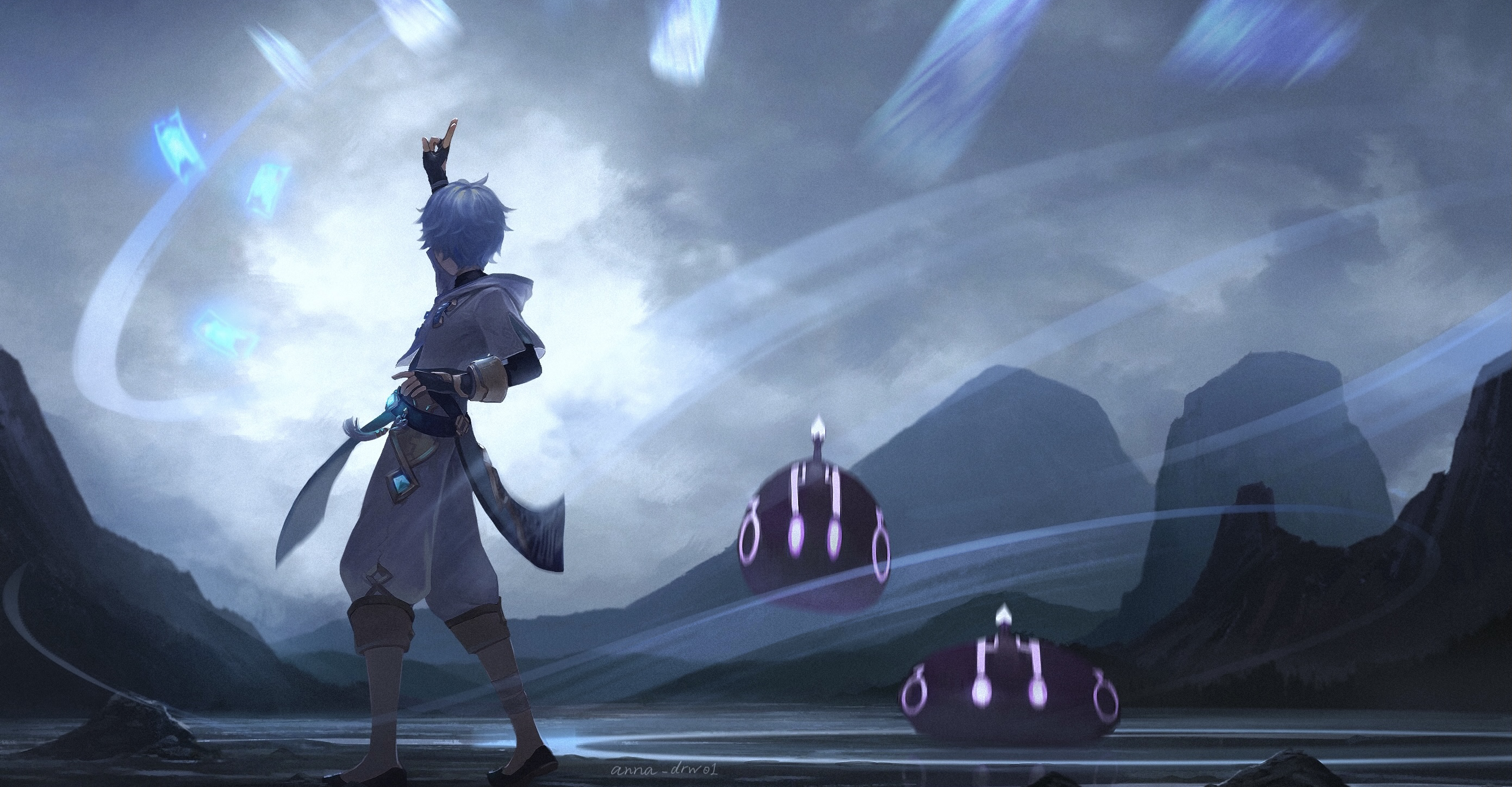 Chongyun from Genshin Impact casting a spell HD Wallpaper
