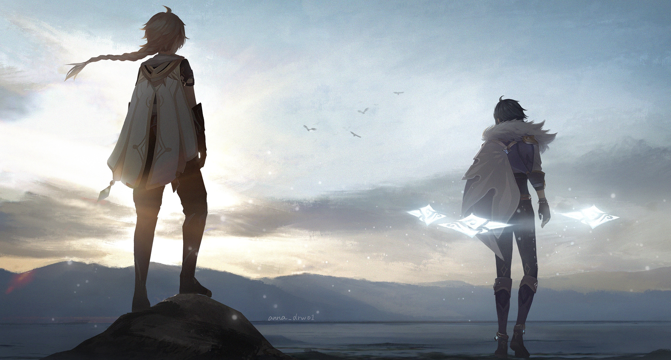 Aether and Kaeya from Genshin Impact HD Wallpaper