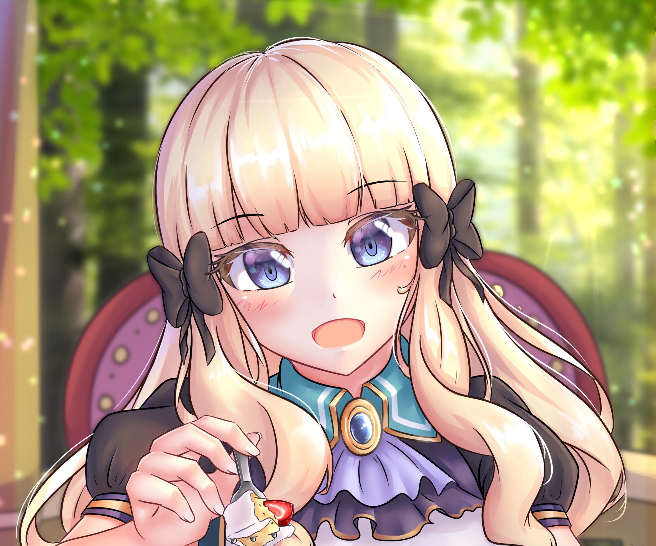Girl from Princess Connect! Re:Dive eating cake HD Wallpaper