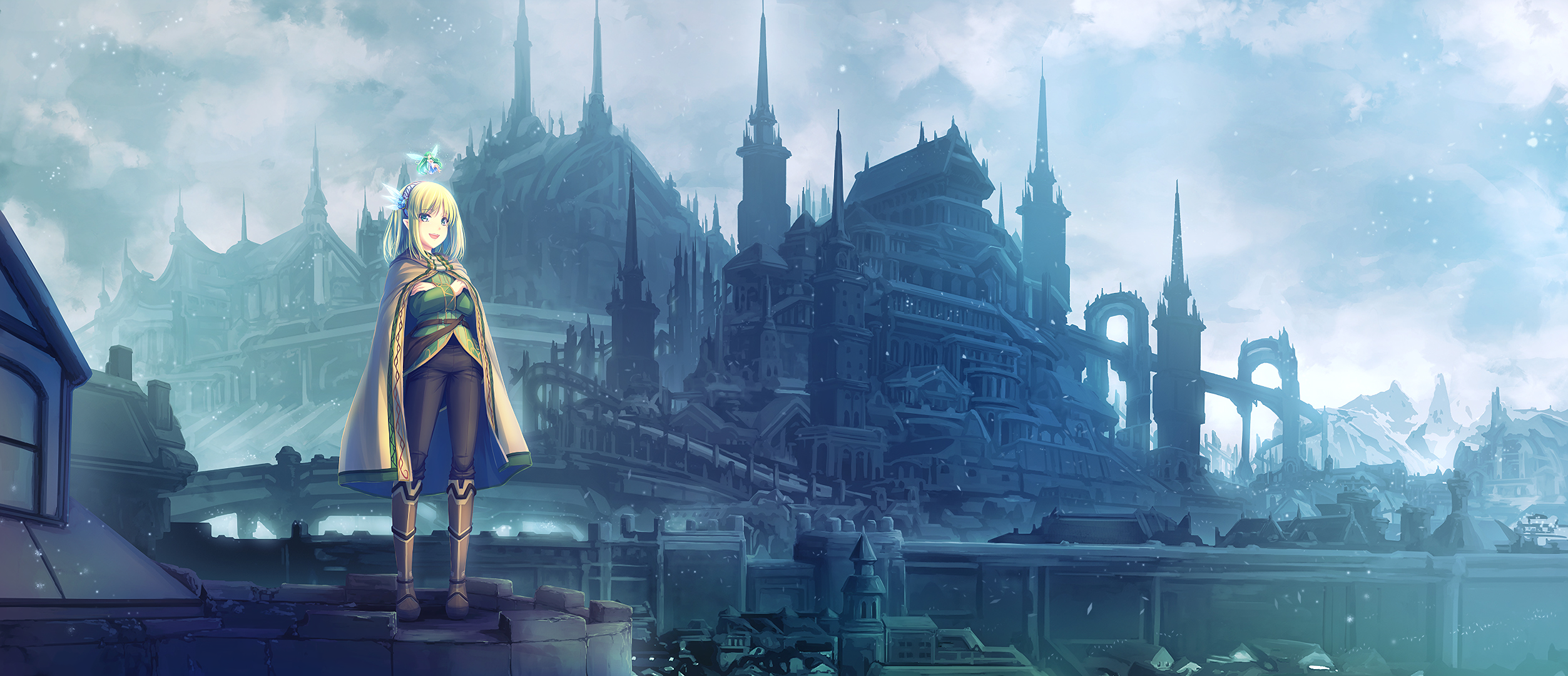 Cayna from In The Land Of Leadale in a fantasy city HD Wallpaper