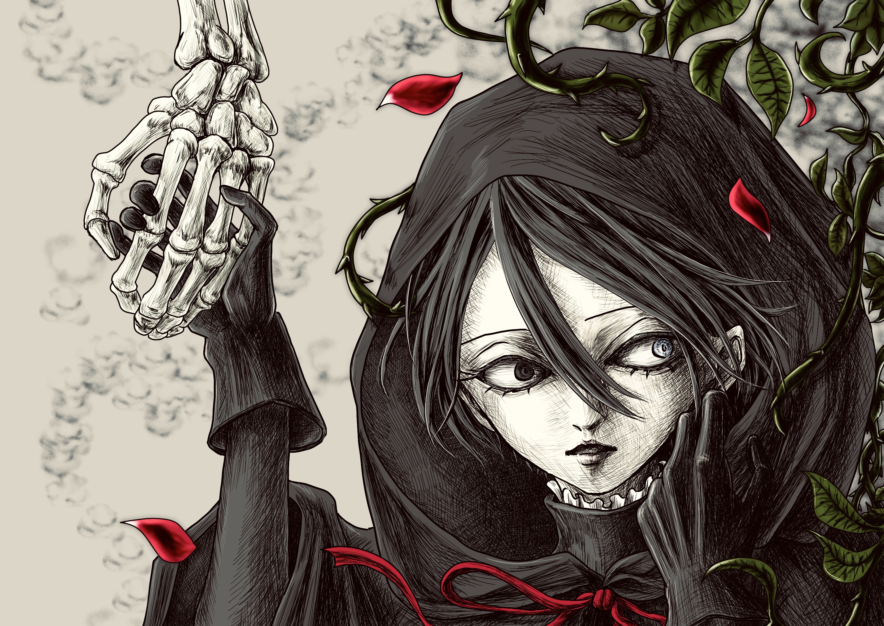 Richard from Requiem of the Rose King with a skeleton hand HD Wallpaper