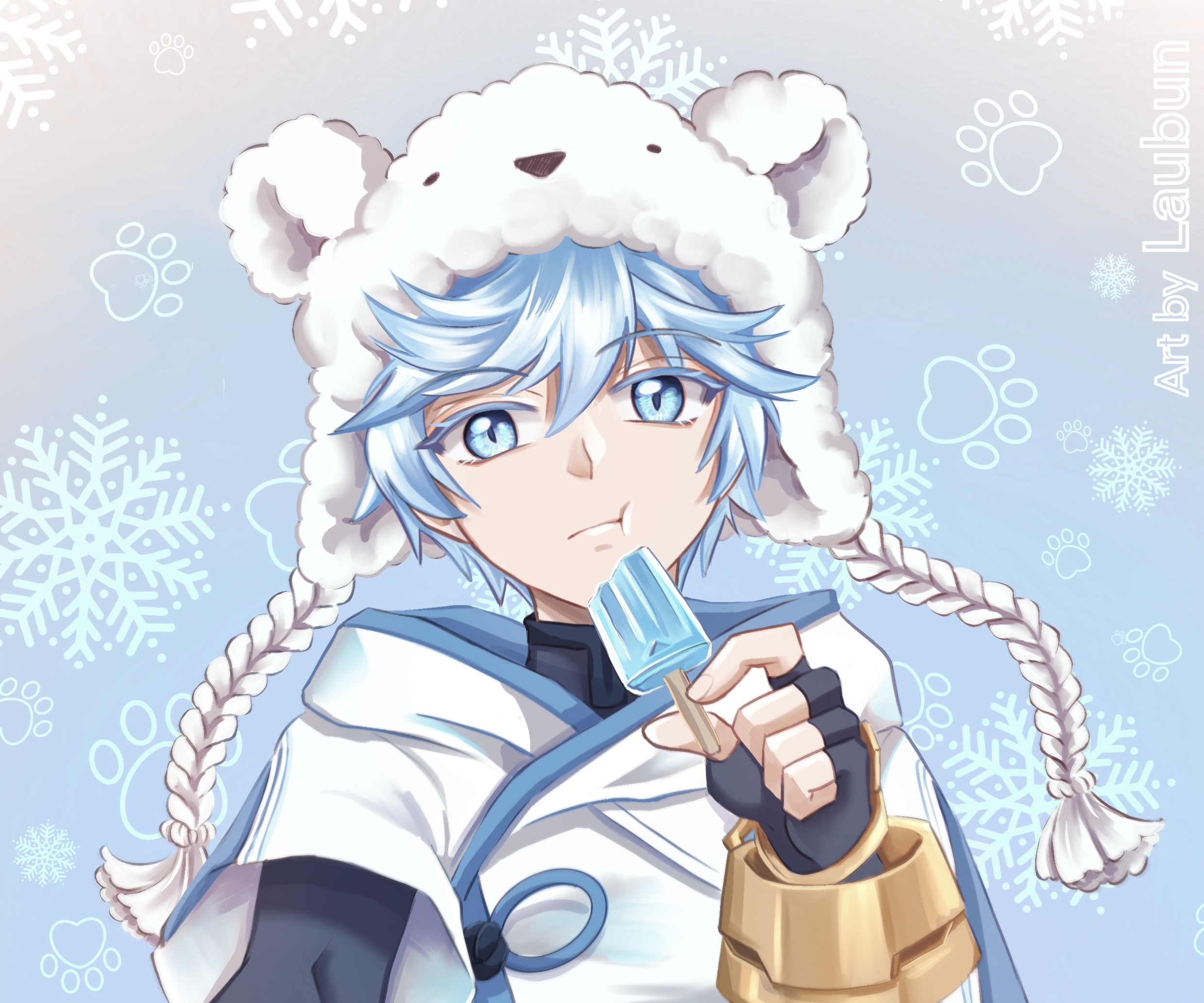 Chongyun from Genshin Impact eating popsicle HD Wallpaper