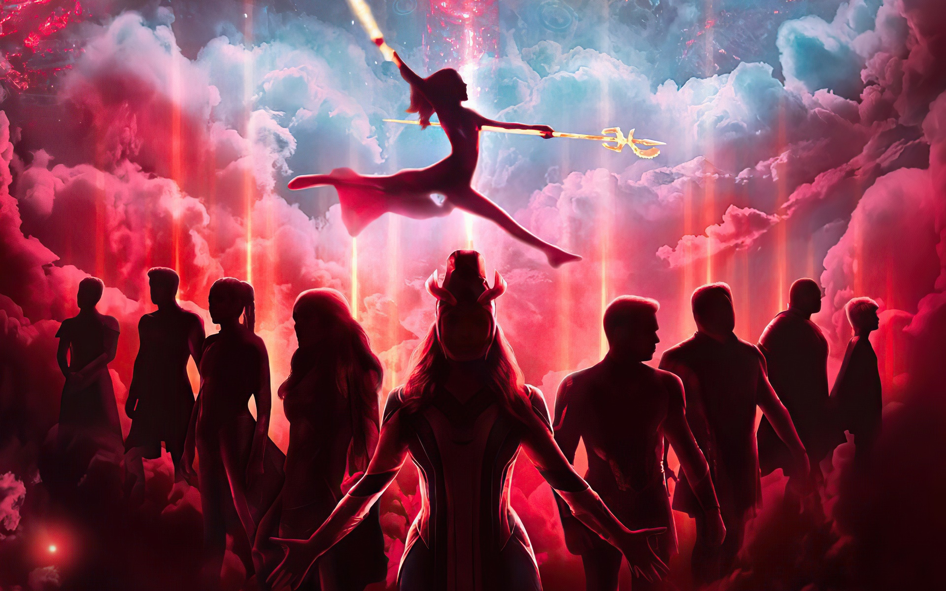 Eternals characters in front of a cosmic background HD Wallpaper