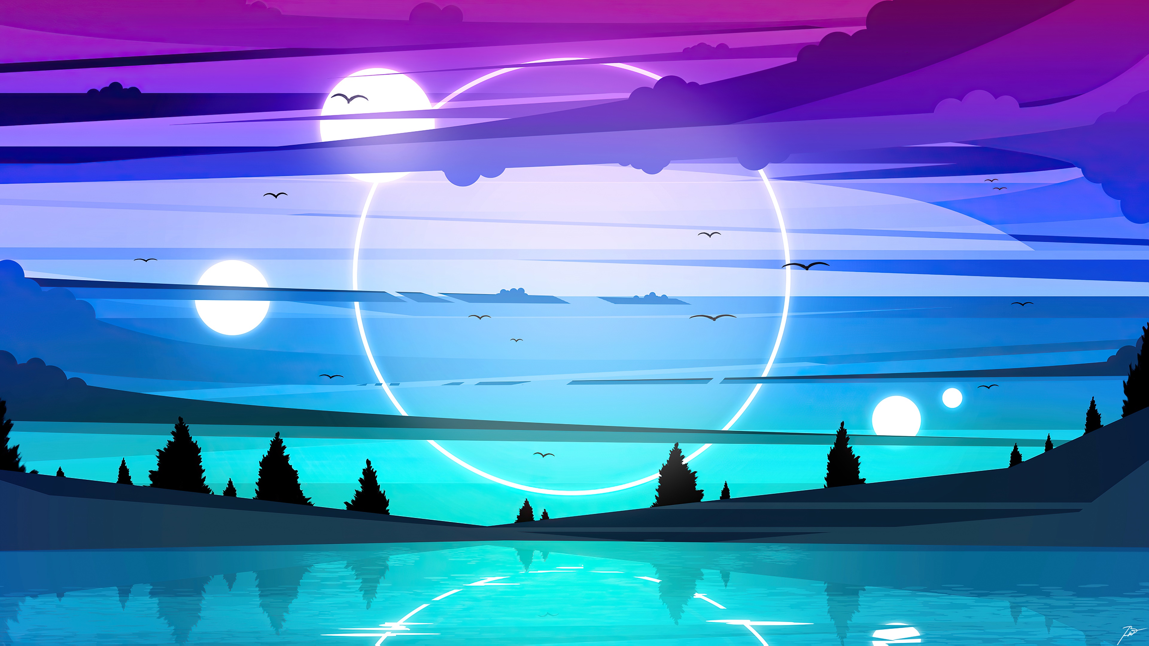 Artistic Night 4K Reflection Sky HD Wallpaper