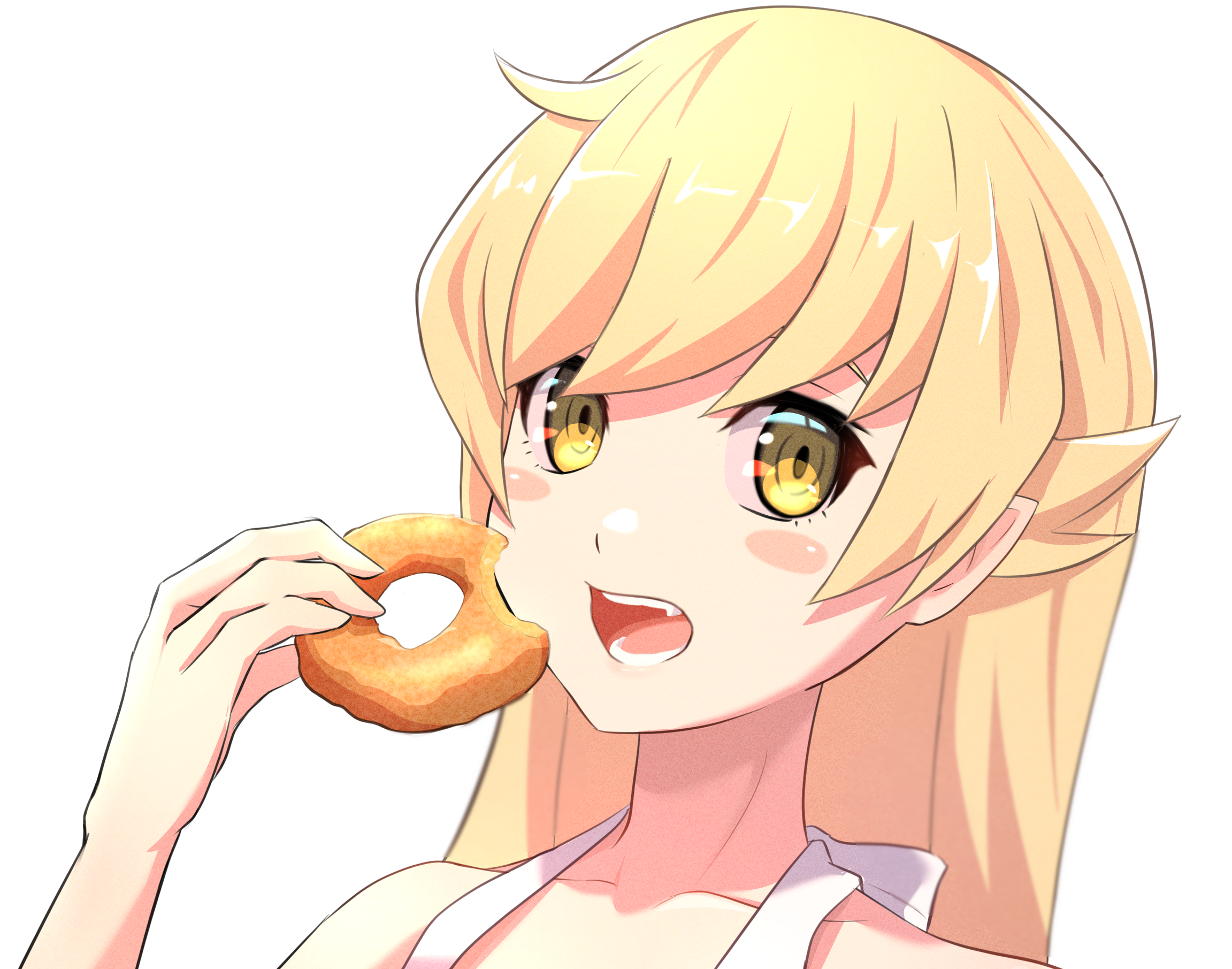 Shinobu Oshino from Monogatari eating a donut HD Wallpaper