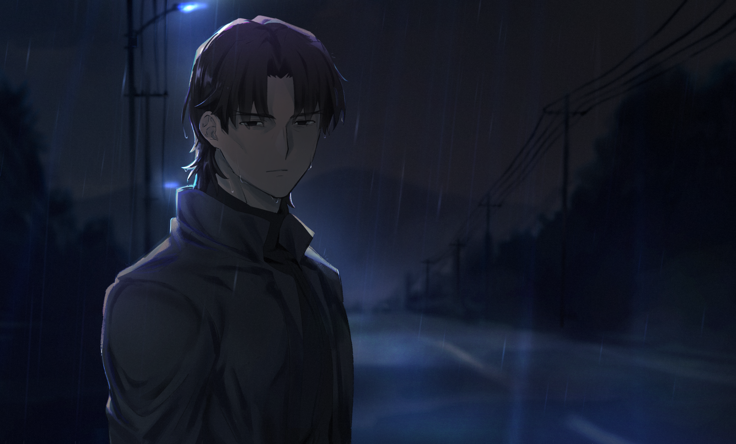 Kiritsugu Emiya from Fate/Stay Night in the rain HD Wallpaper