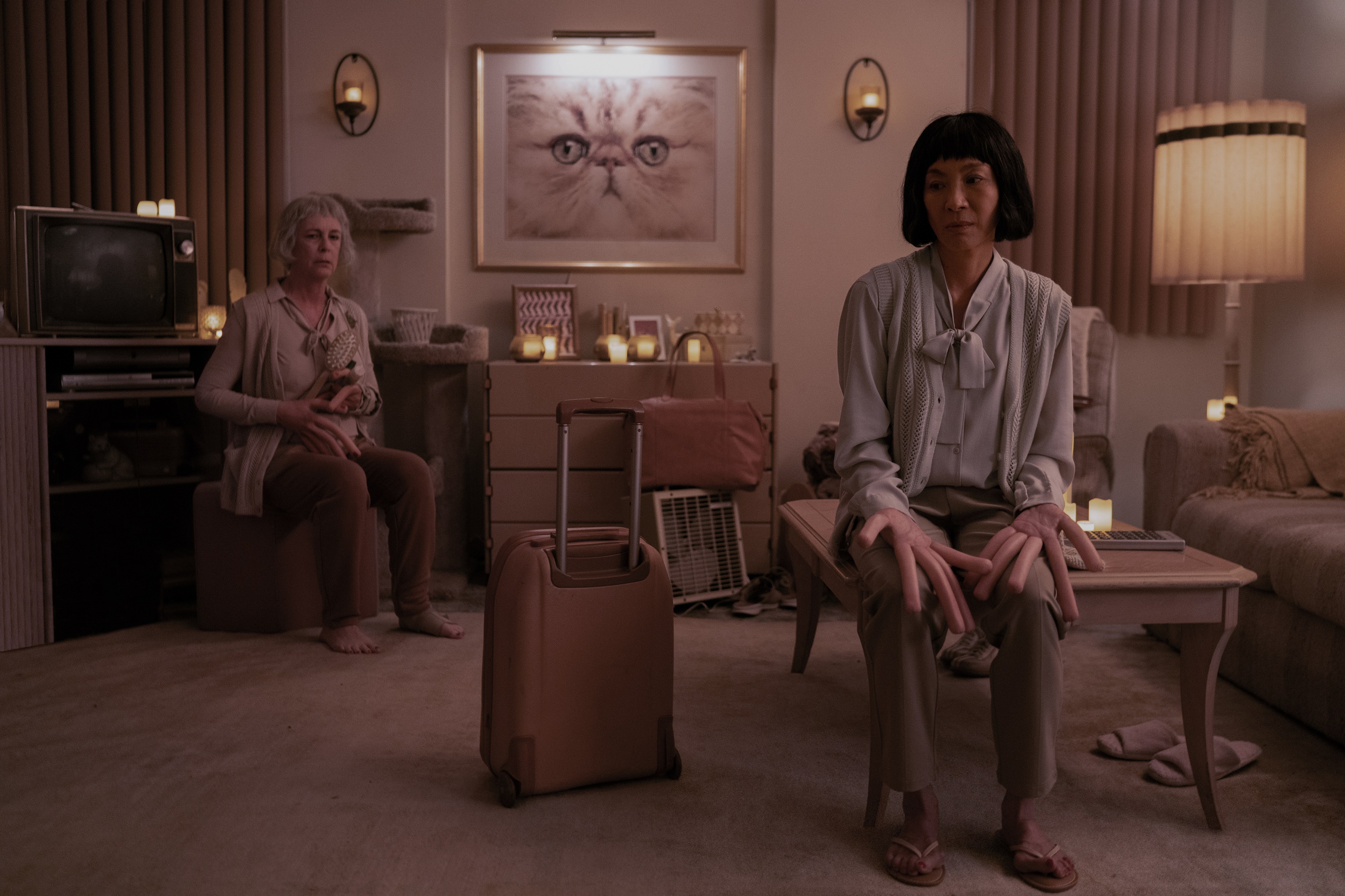 Jamie Lee Curtis and Michelle Yeoh in Everything Everywhere All At Once HD Wallpaper