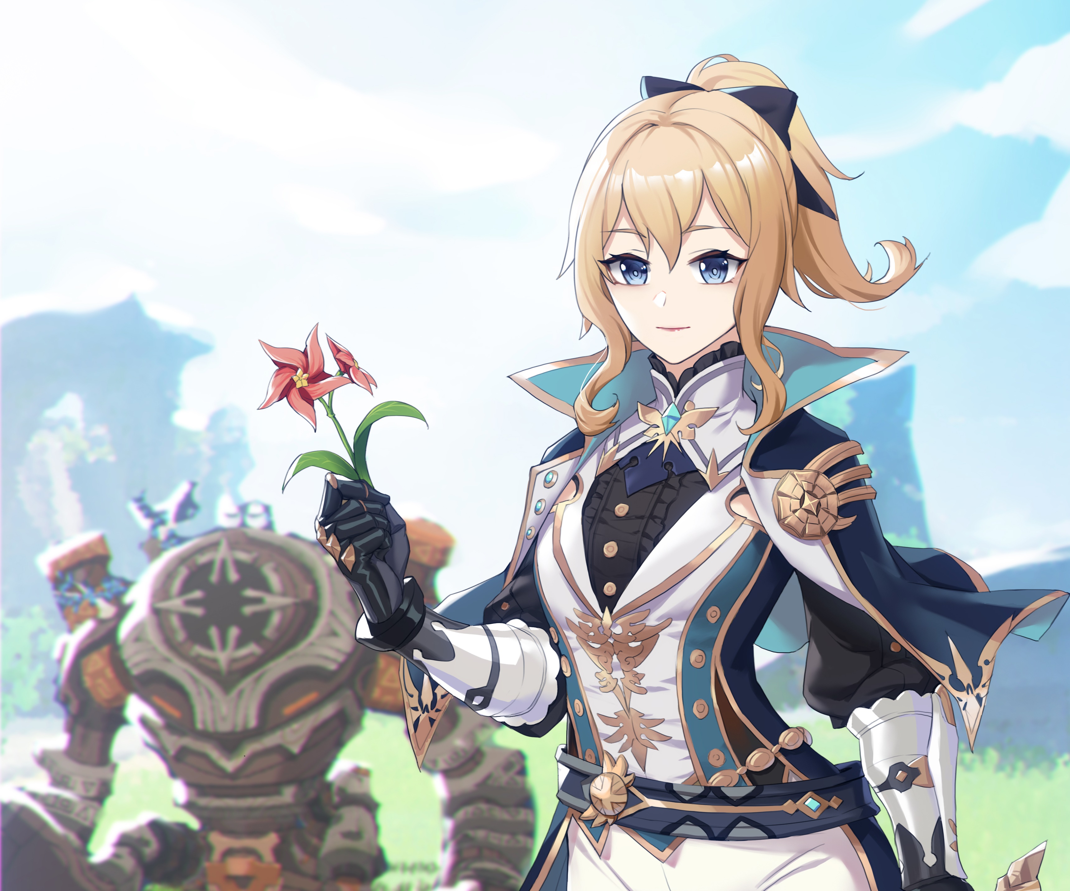 Jean from Genshin Impact holding a flower HD Wallpaper