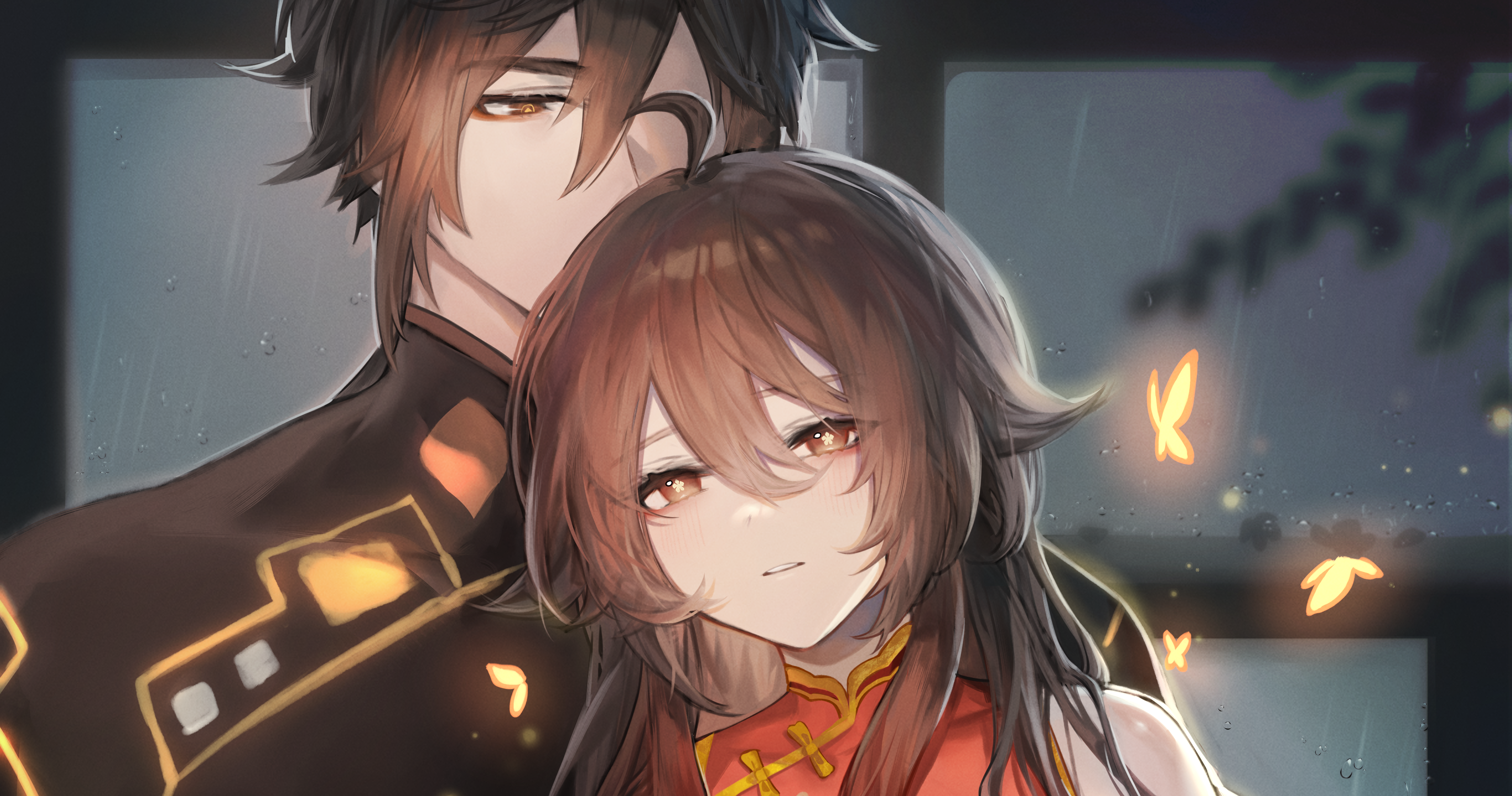 Hu Tao and Zhongli from Genshin Impact HD Wallpaper