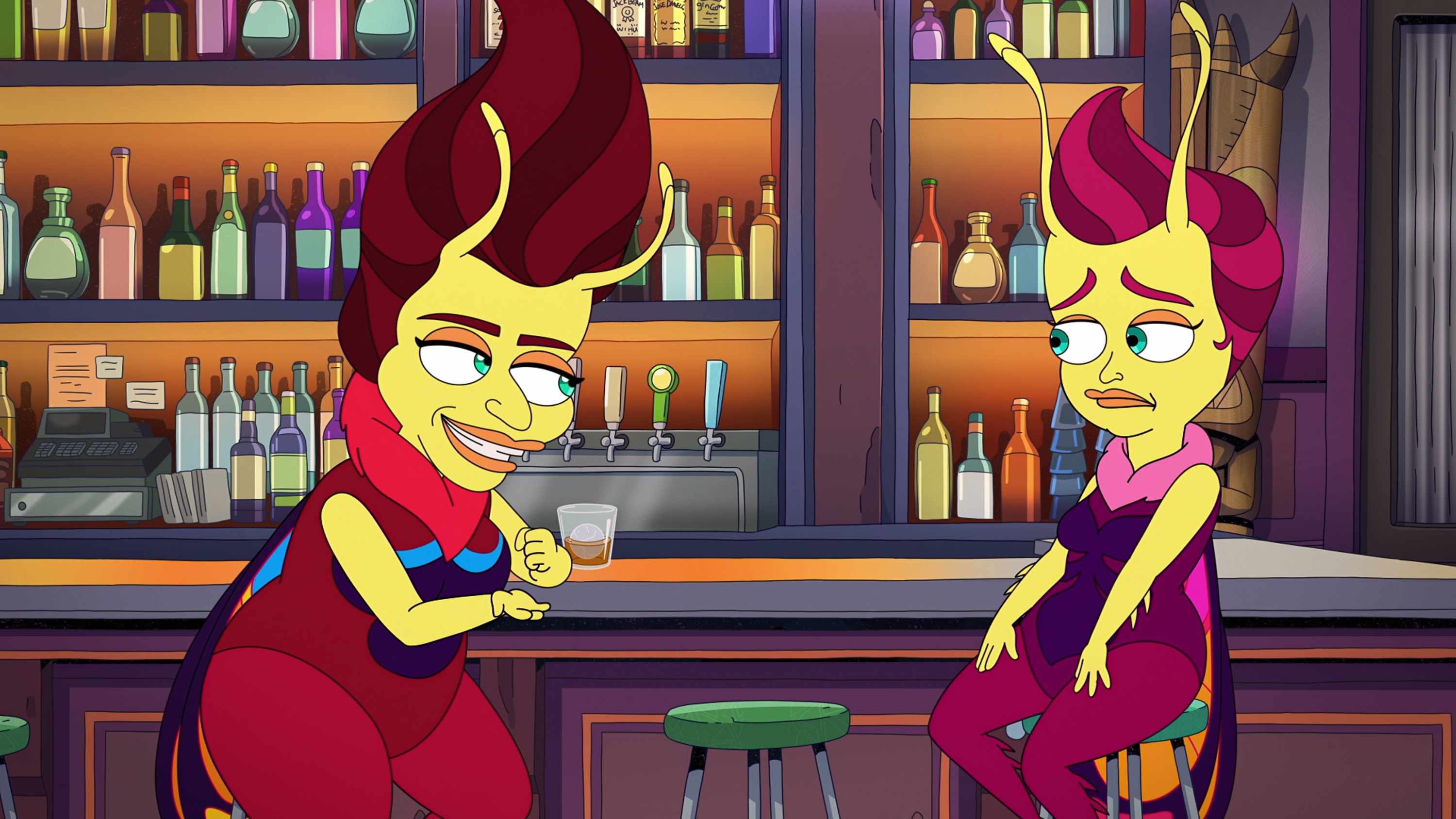 Two characters at a bar HD Wallpaper