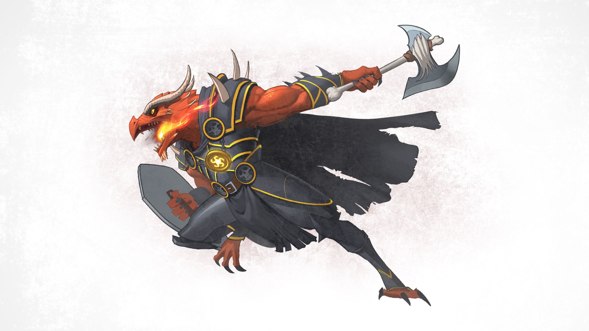 Arkhan the Cruel, a red dragonborn warrior HD Wallpaper