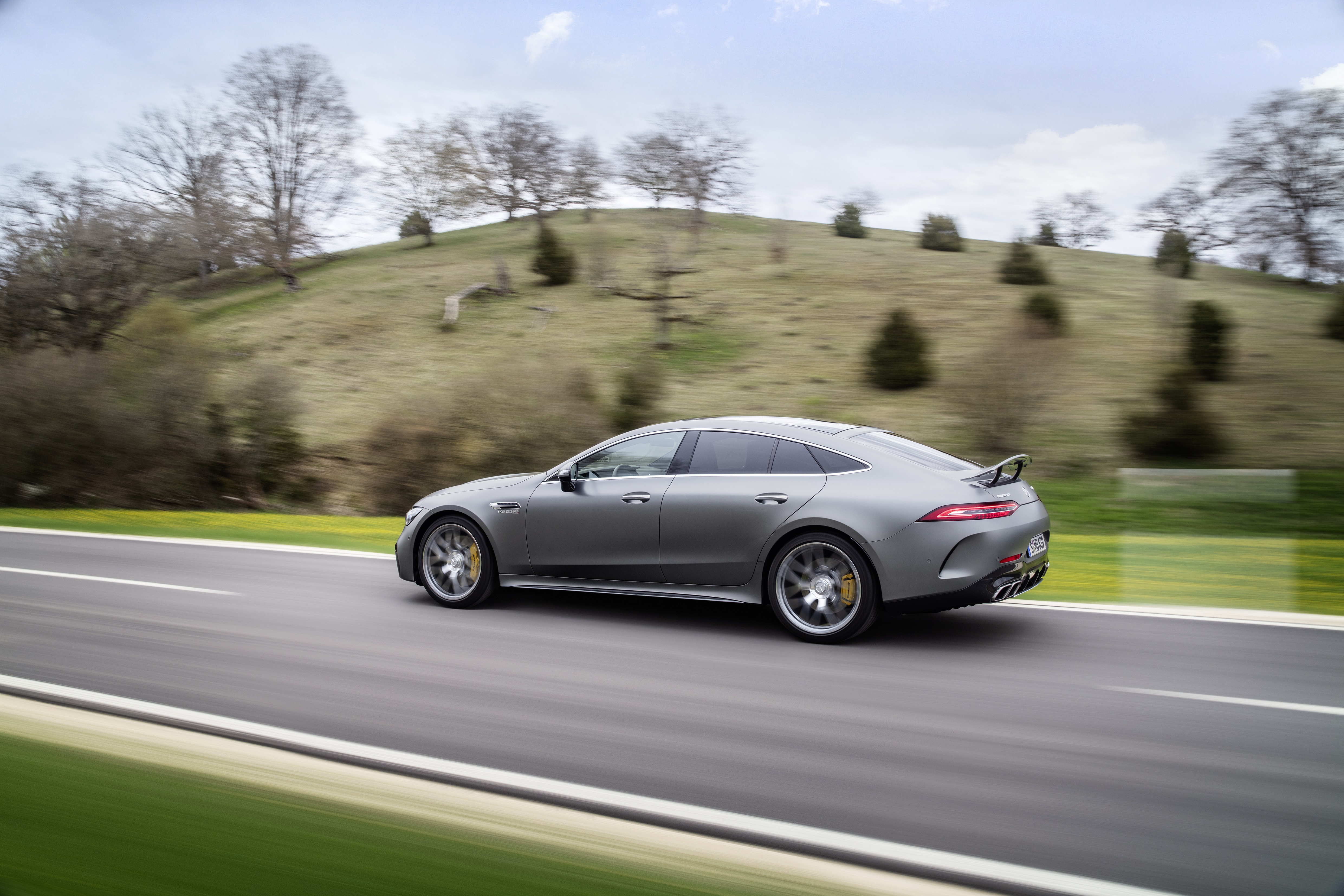 Mercedes-AMG GT 63 S 4K driving on a road HD Wallpaper