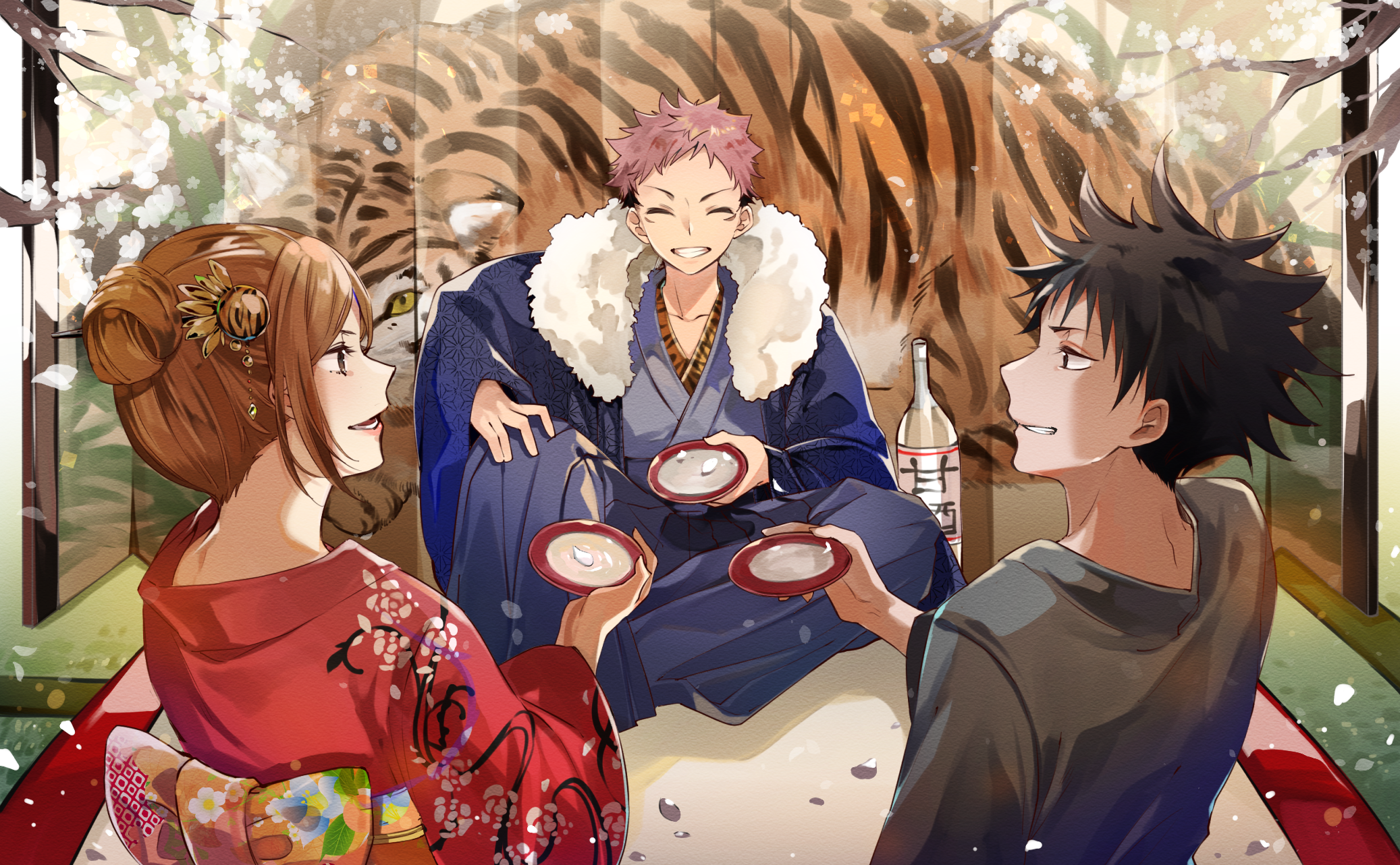 Yuji Itadori, Megumi Fushiguro, and Nobara Kugisaki from Jujutsu Kaisen HD Wallpaper