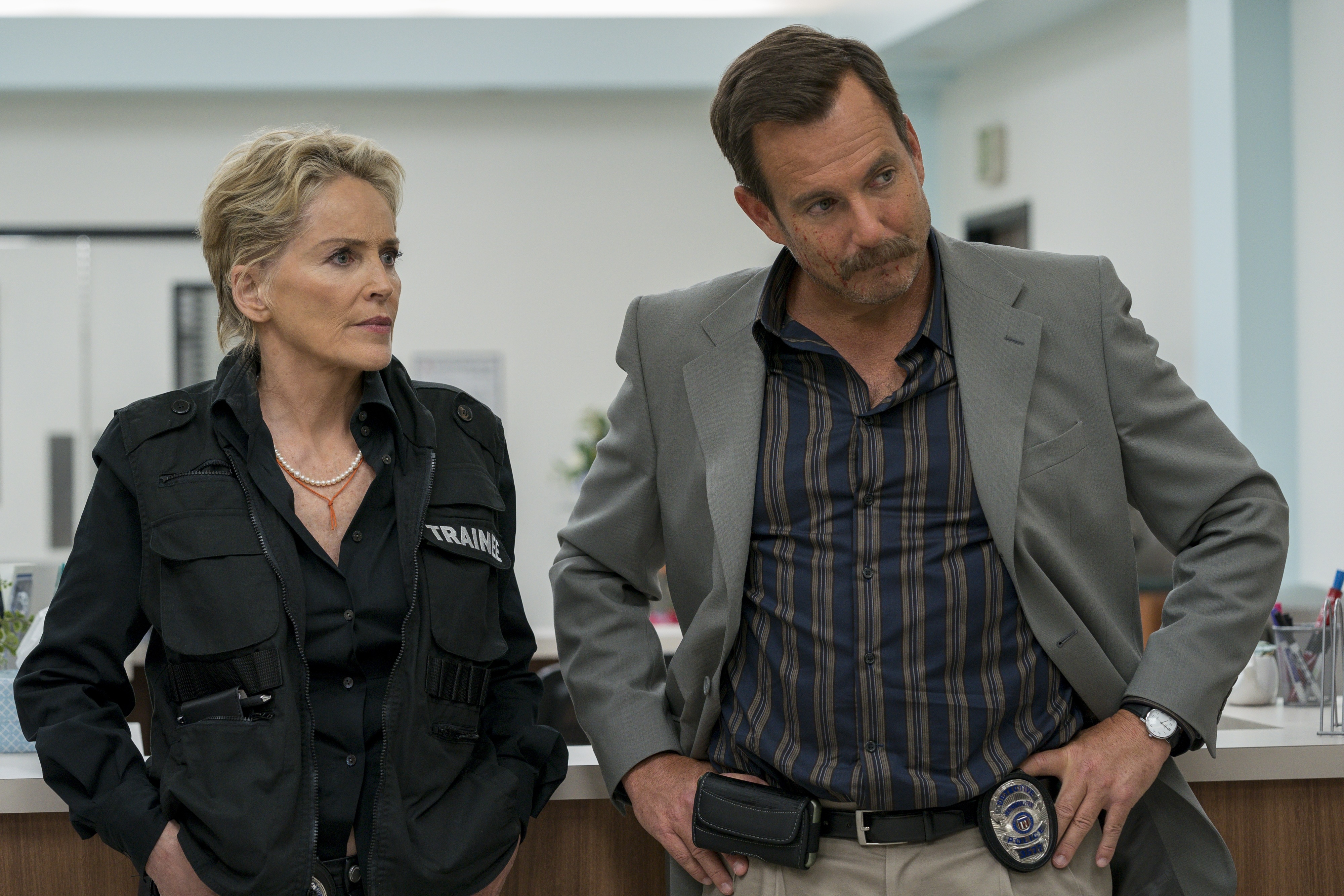 Sharon Stone and Will Arnett in Murderville 4K HD Wallpaper