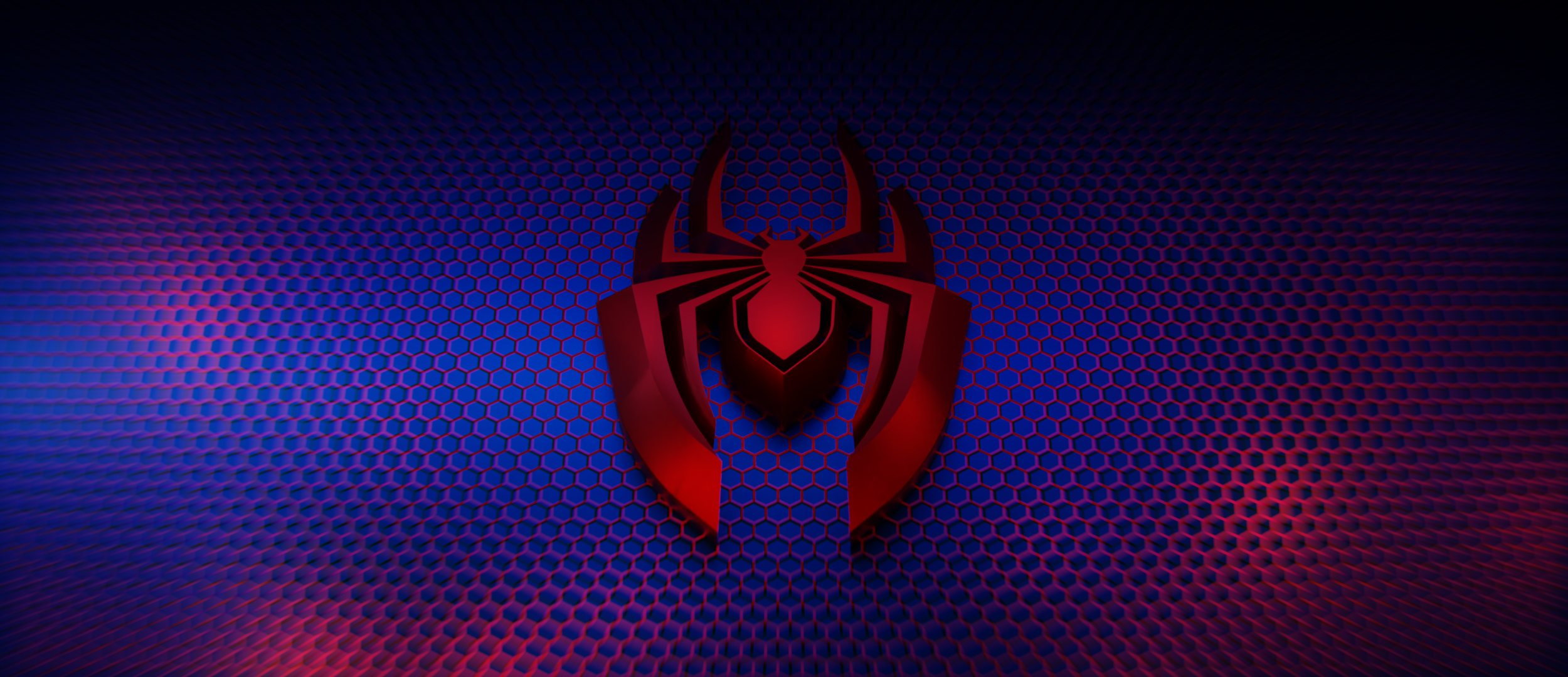 Spider-Man logo on a hexagonal background HD Wallpaper