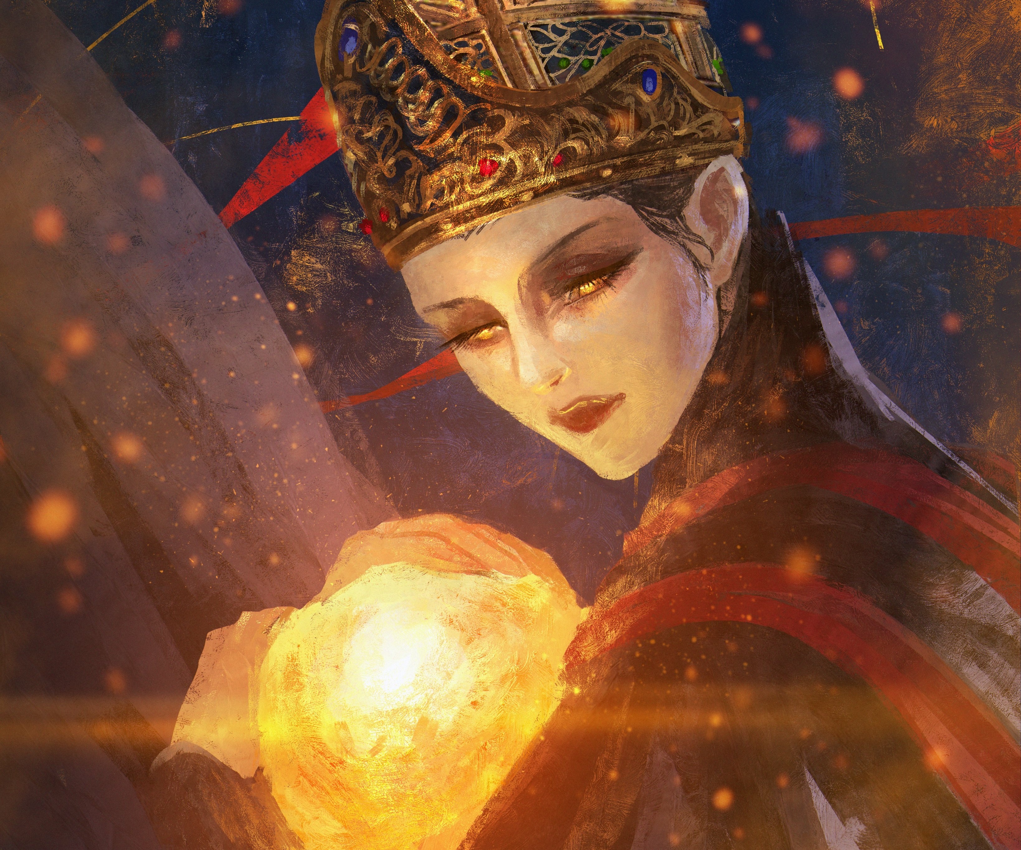 Rennala, Queen of the Full Moon holding a glowing orb HD Wallpaper