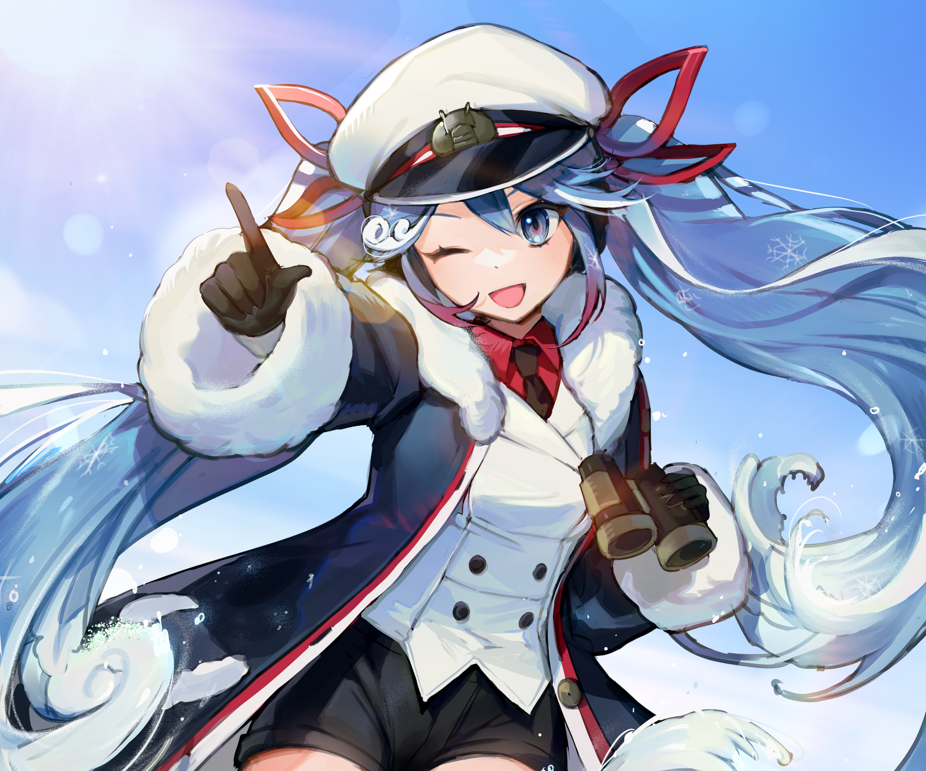 Hatsune Miku from Vocaloid in winter uniform HD Wallpaper