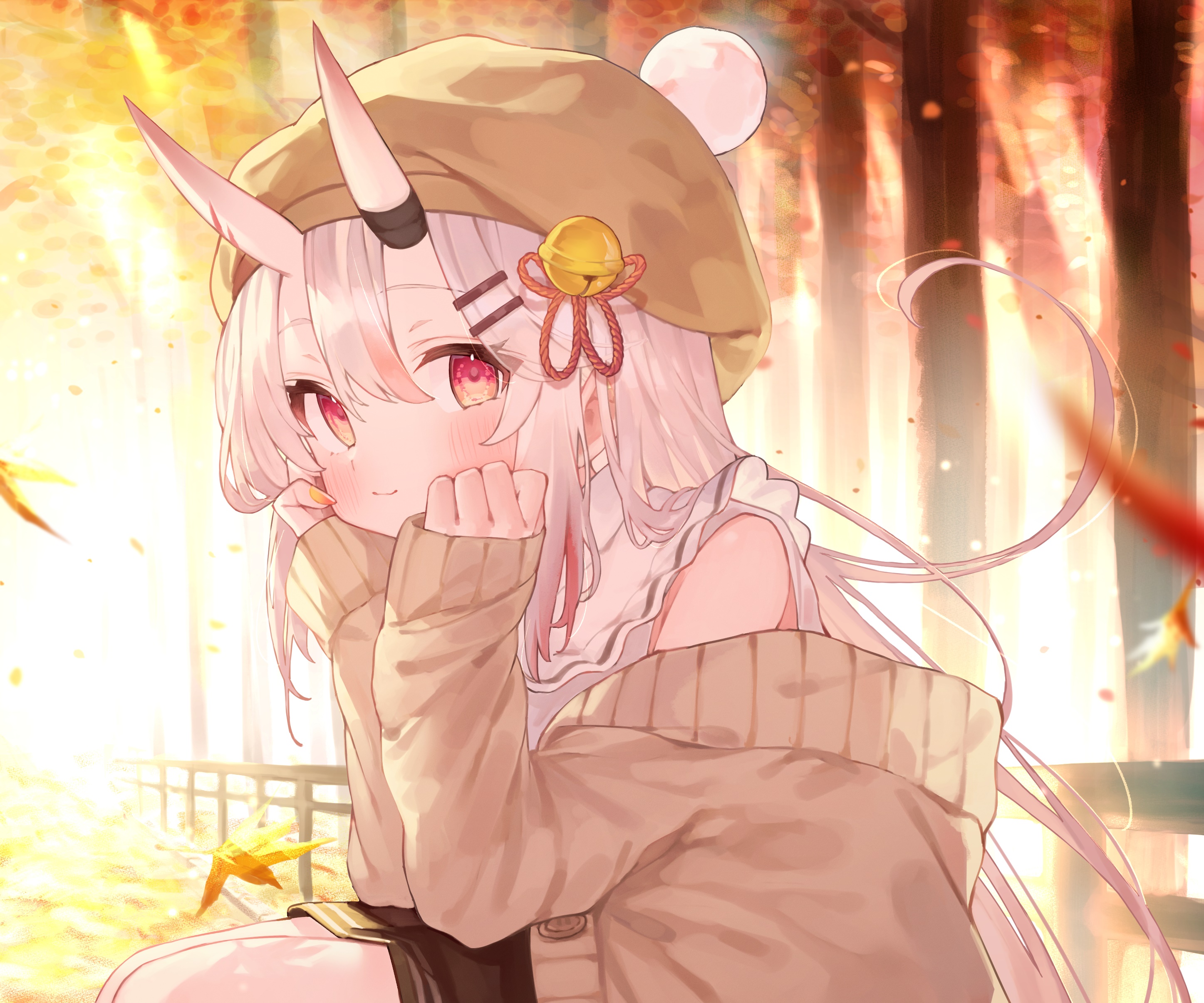 Nakiri Ayame from Hololive in autumn HD Wallpaper