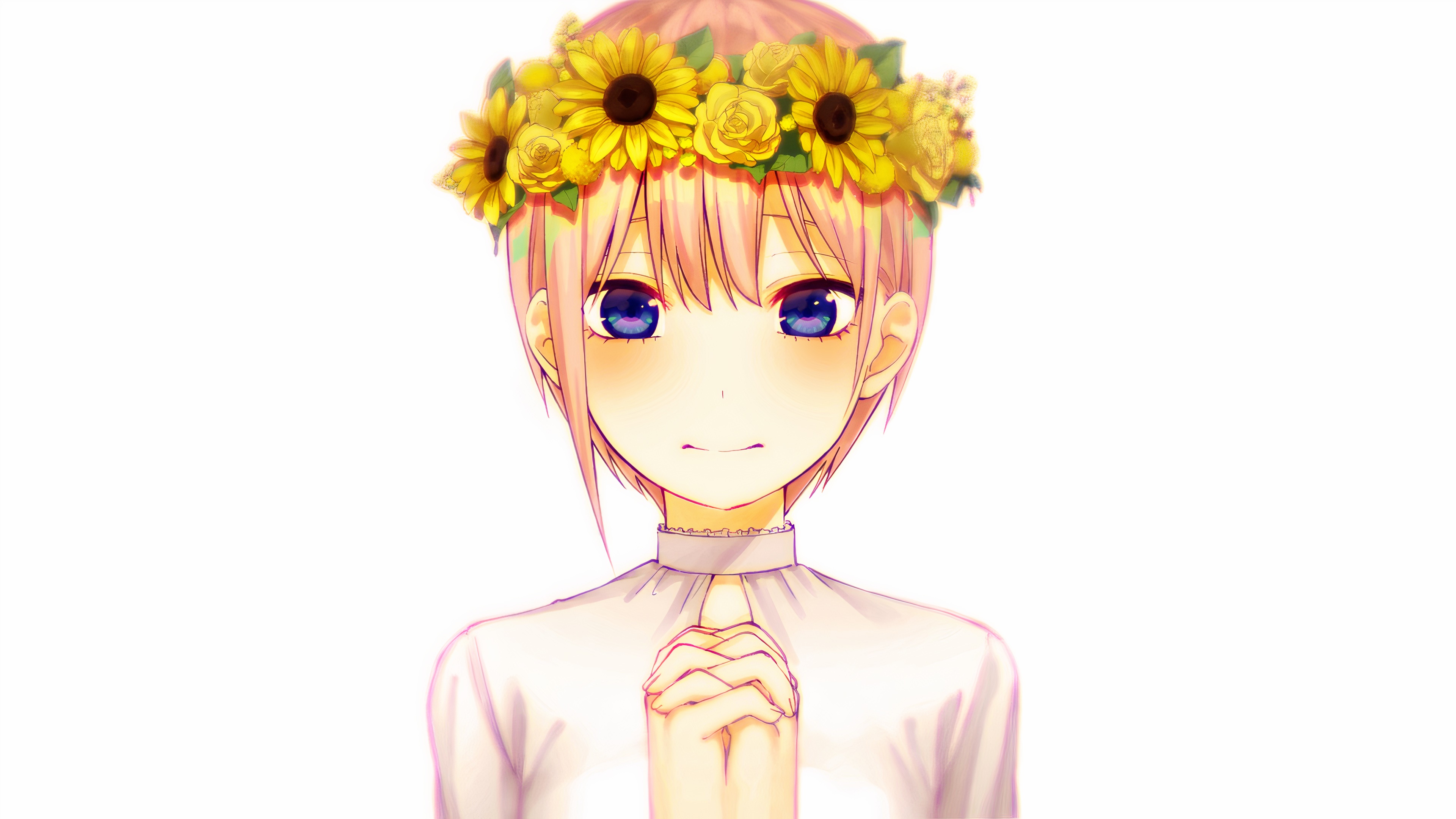 Ichika Nakano from The Quintessential Quintuplets with a flower crown HD Wallpaper