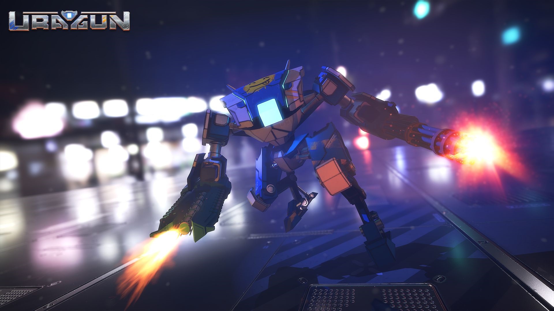 Uragun mech firing weapons HD Wallpaper