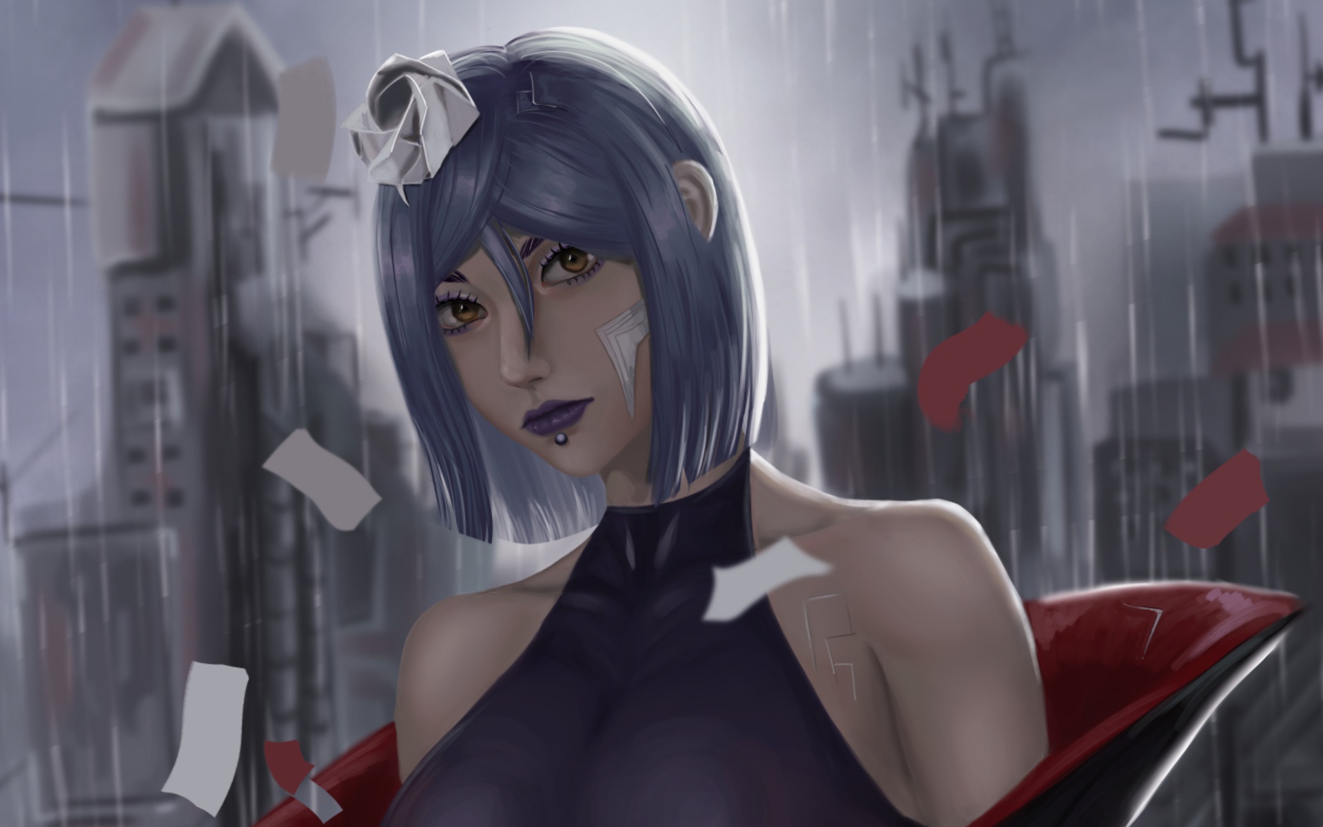 Konan from Naruto in the rain HD Wallpaper