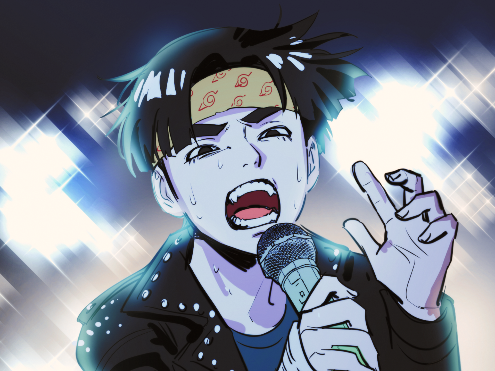 Rock Lee from Naruto singing on stage HD Wallpaper