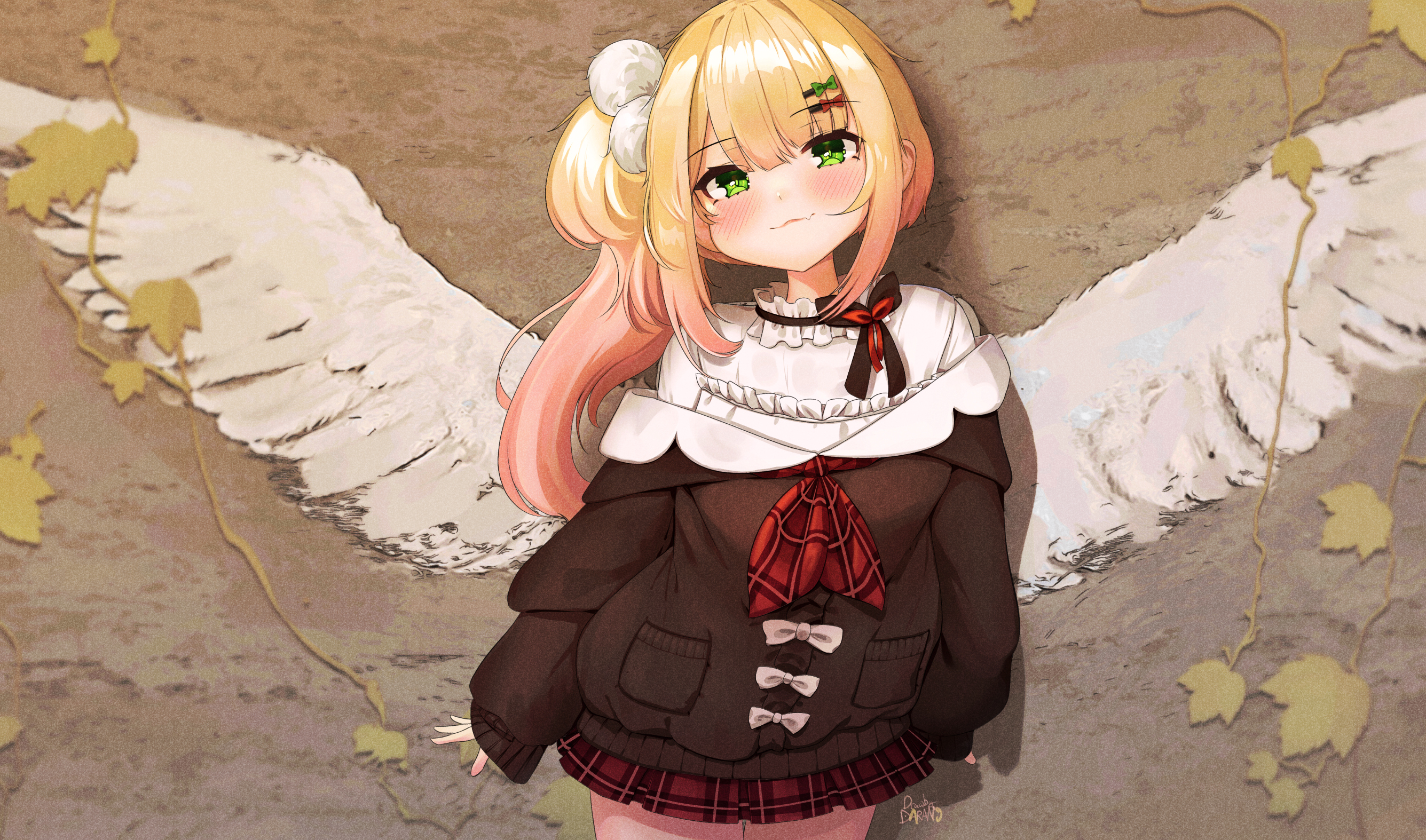 Momosuzu Nene from Hololive with Angel Wings HD Wallpaper