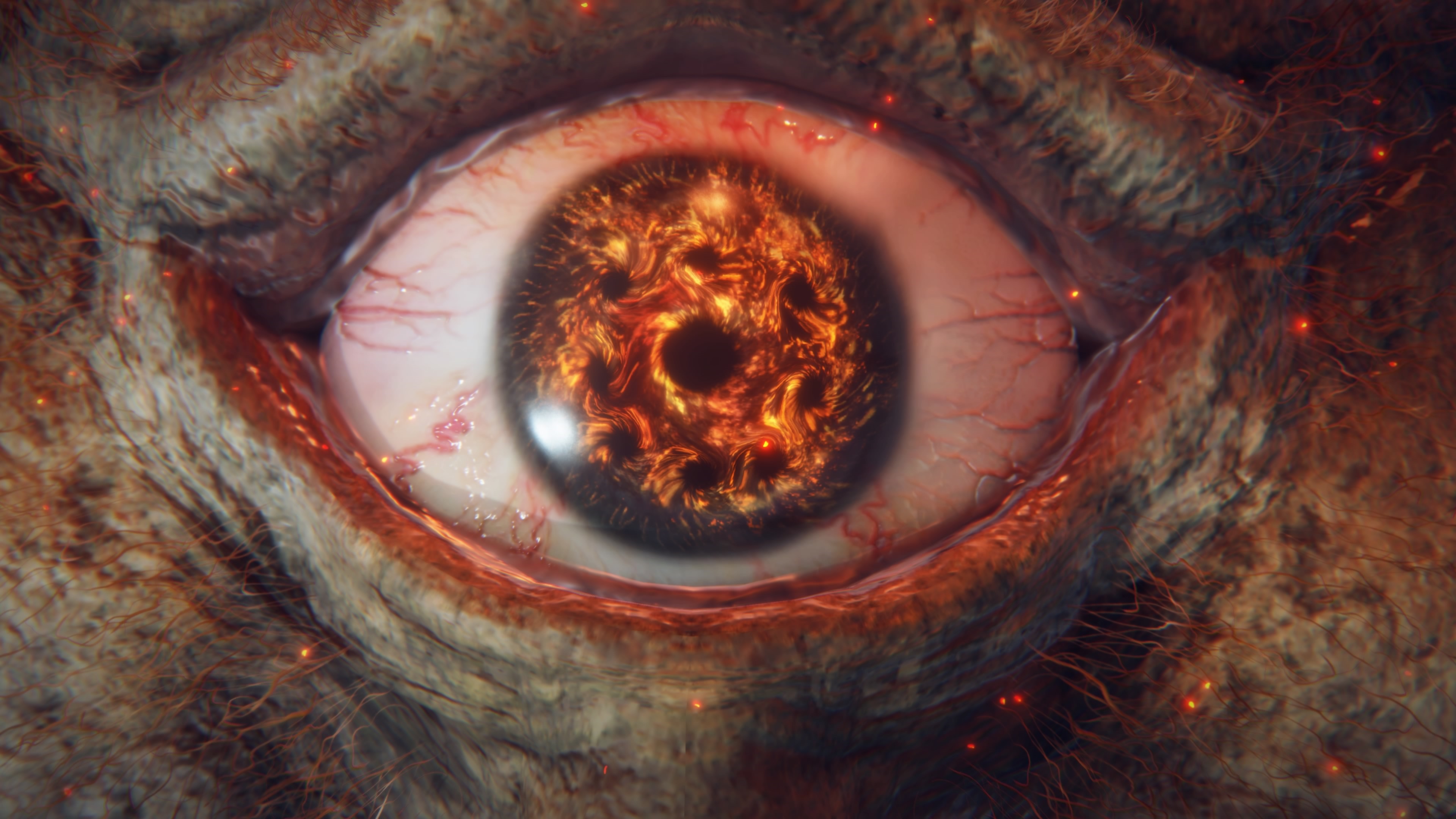 Giant Eye with Fiery Iris HD Wallpaper