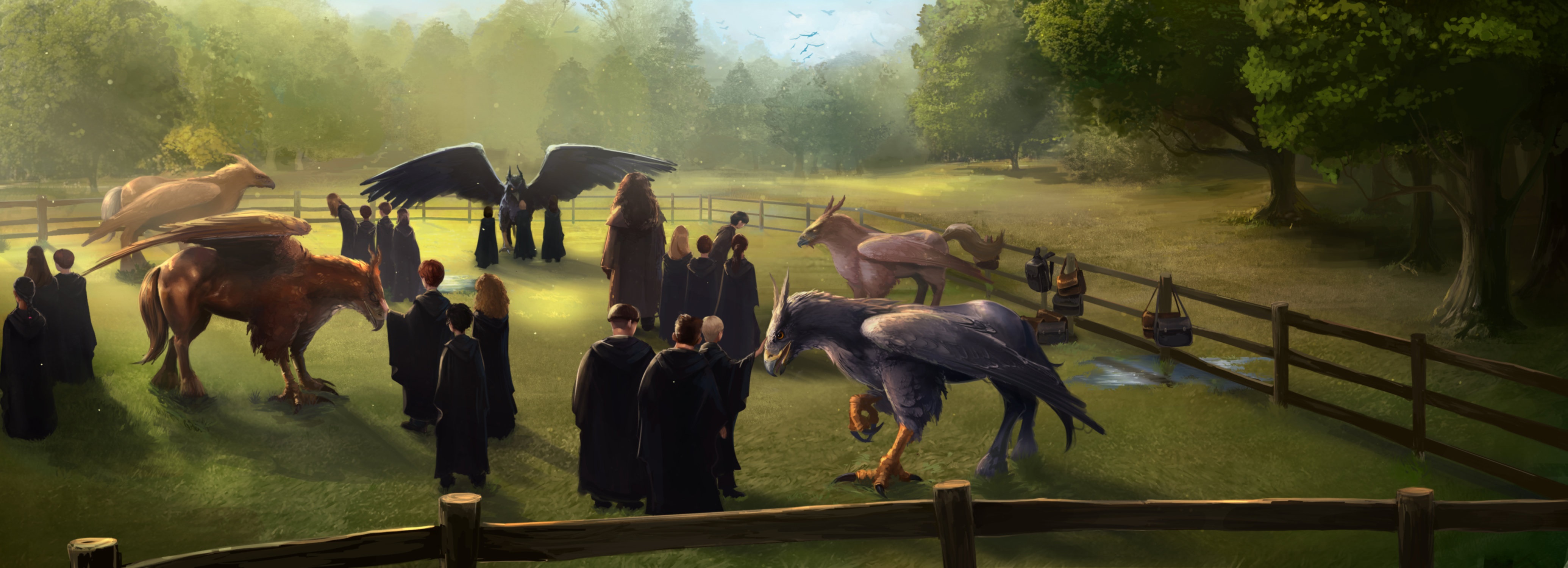 Hagrid's First Lesson with Harry Potter and Buckbeak HD Wallpaper