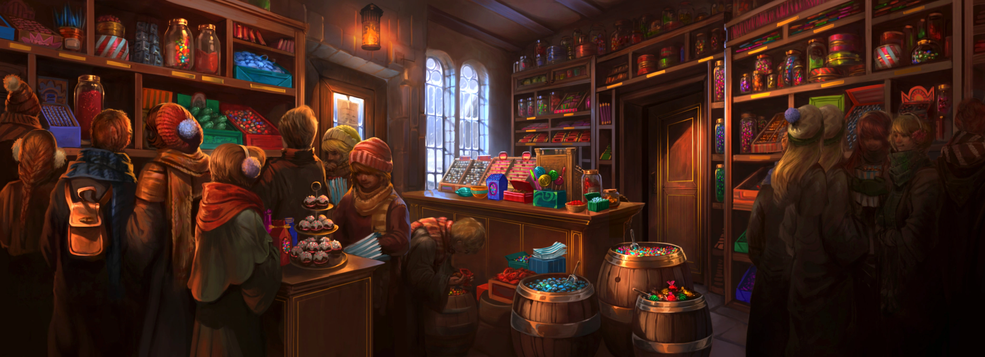 Honeydukes Sweet Shop Interior Illustration HD Wallpaper