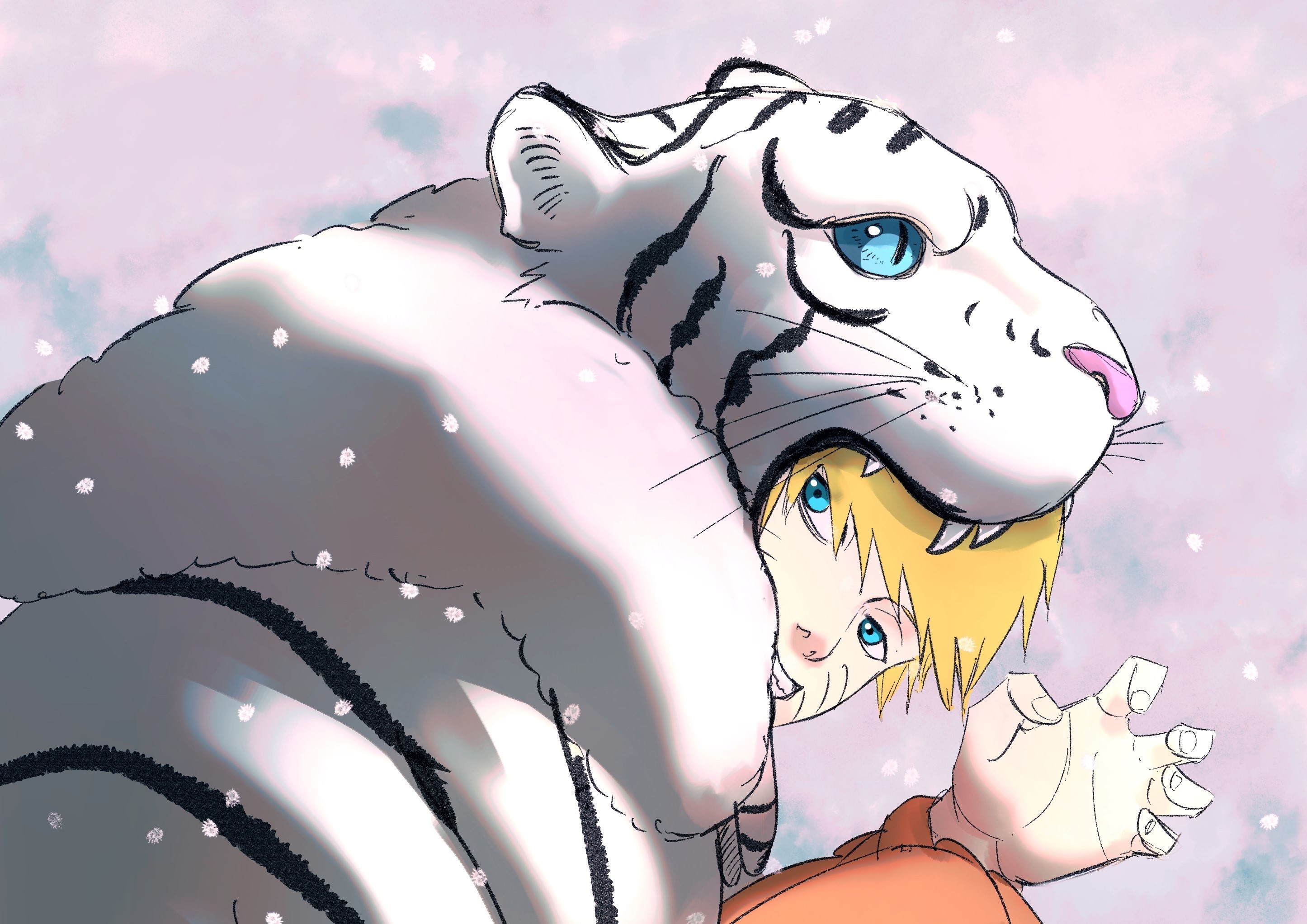 Naruto Uzumaki in a White Tiger Costume HD Wallpaper