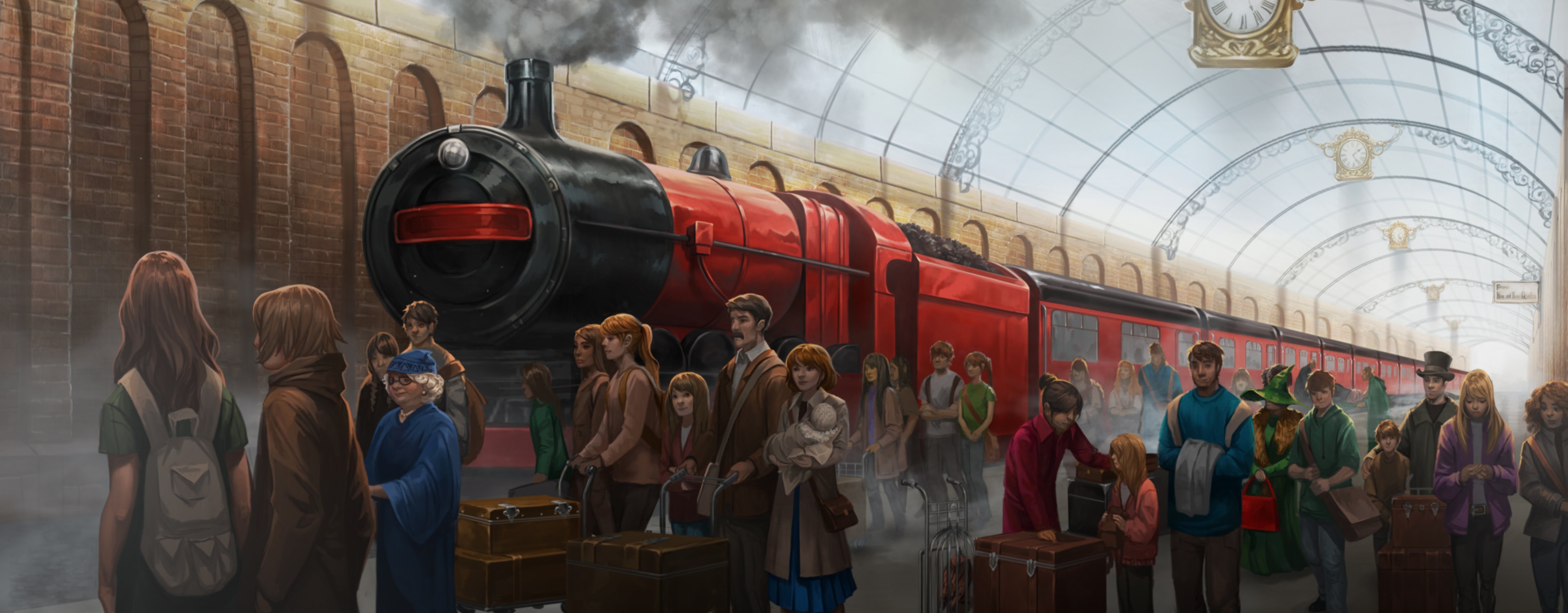 Hogwarts Express train at King's Cross Station HD Wallpaper