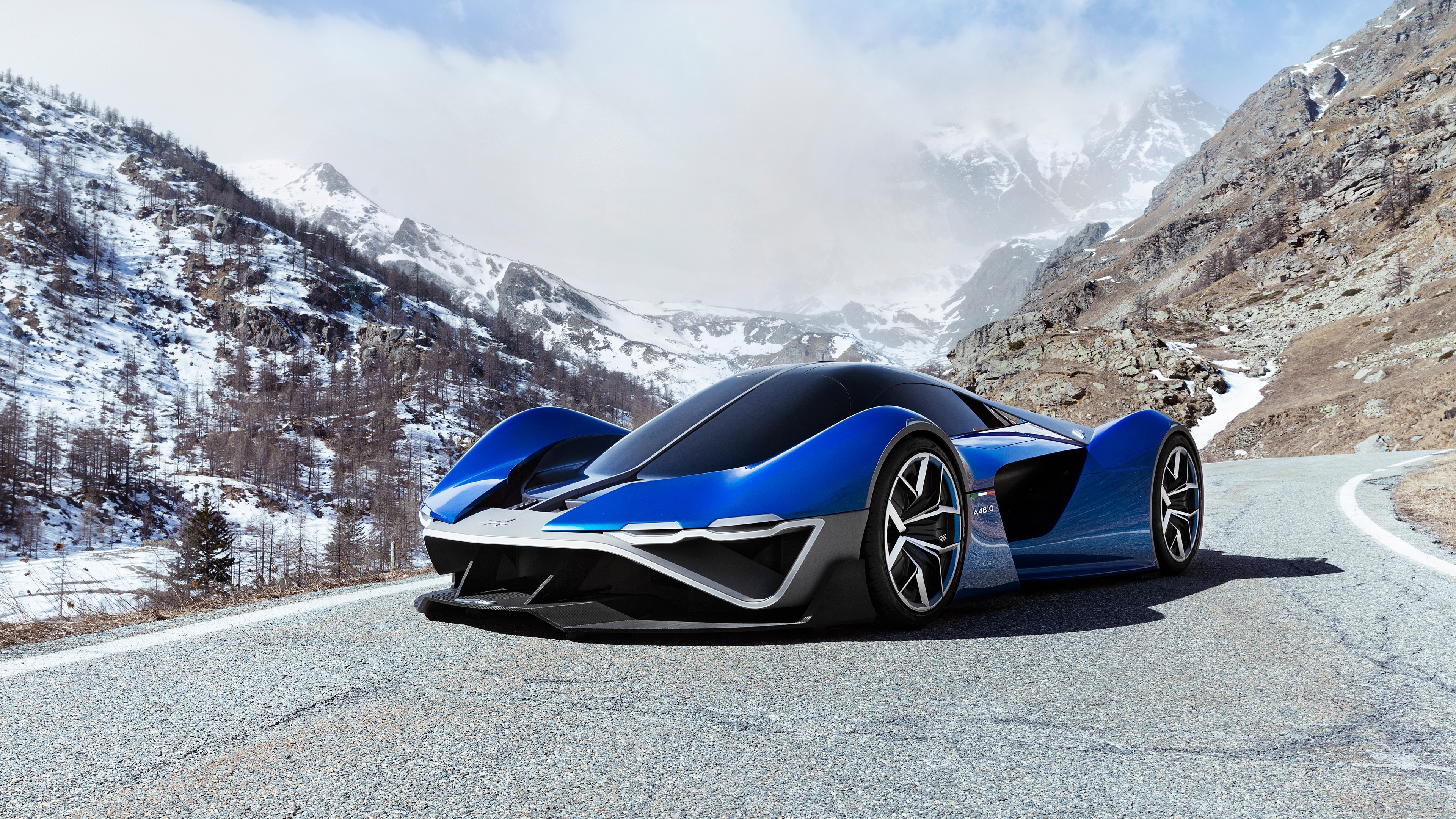Alpine A4810 4K Hypercar on a Mountain Road HD Wallpaper