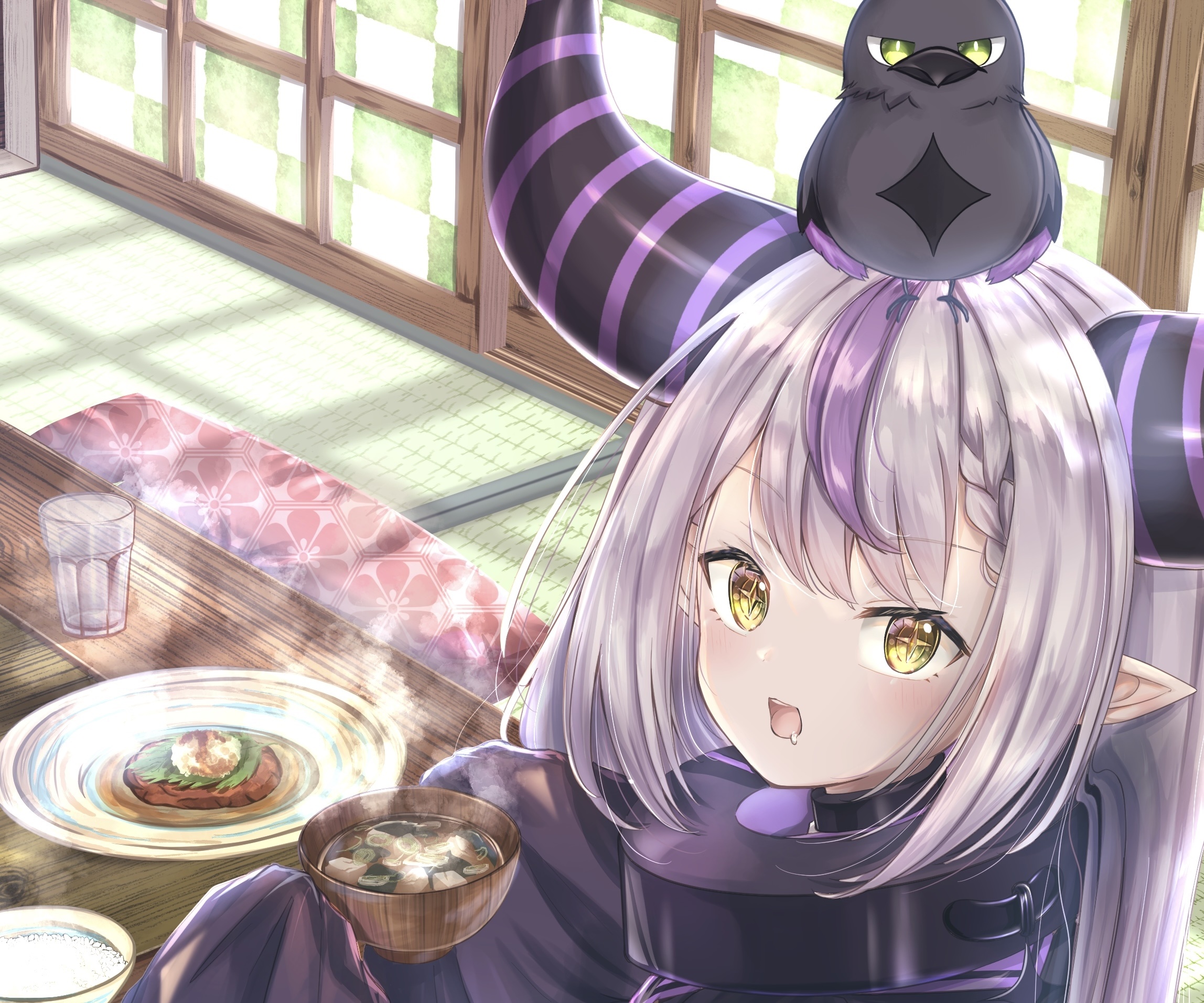 La+ Darknesss from Hololive eating breakfast HD Wallpaper