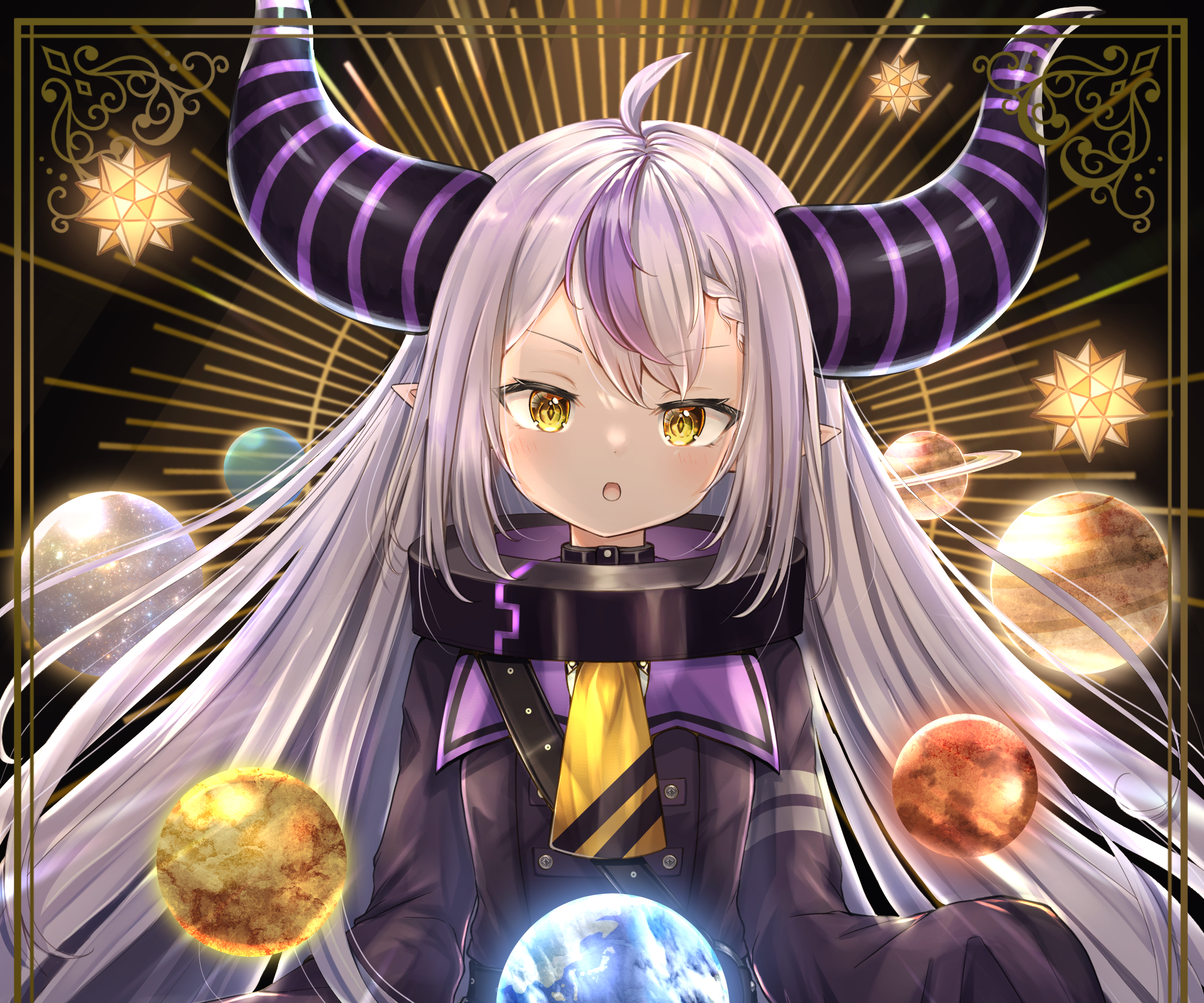 La+ Darknesss from Hololive holding Earth HD Wallpaper