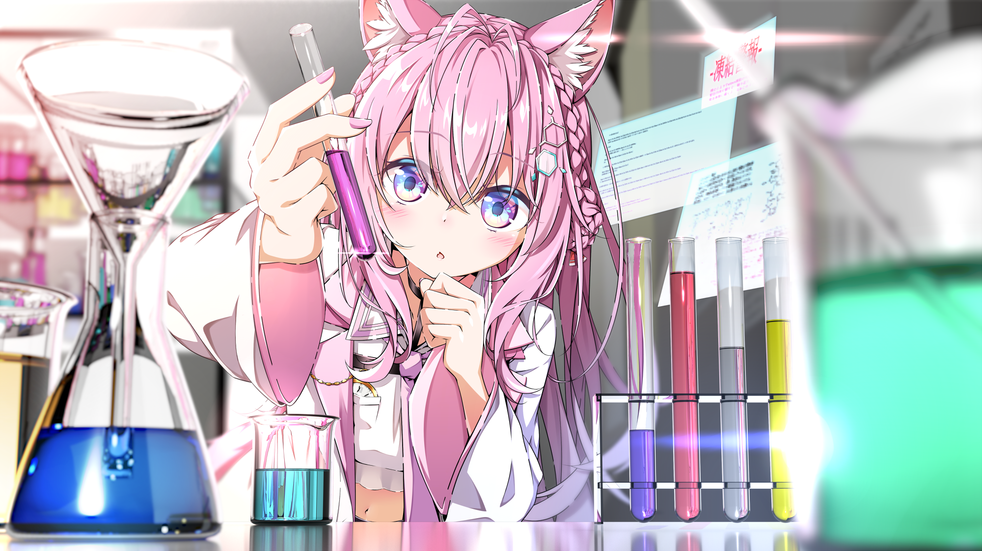 Hakui Koyori from Hololive in a laboratory HD Wallpaper