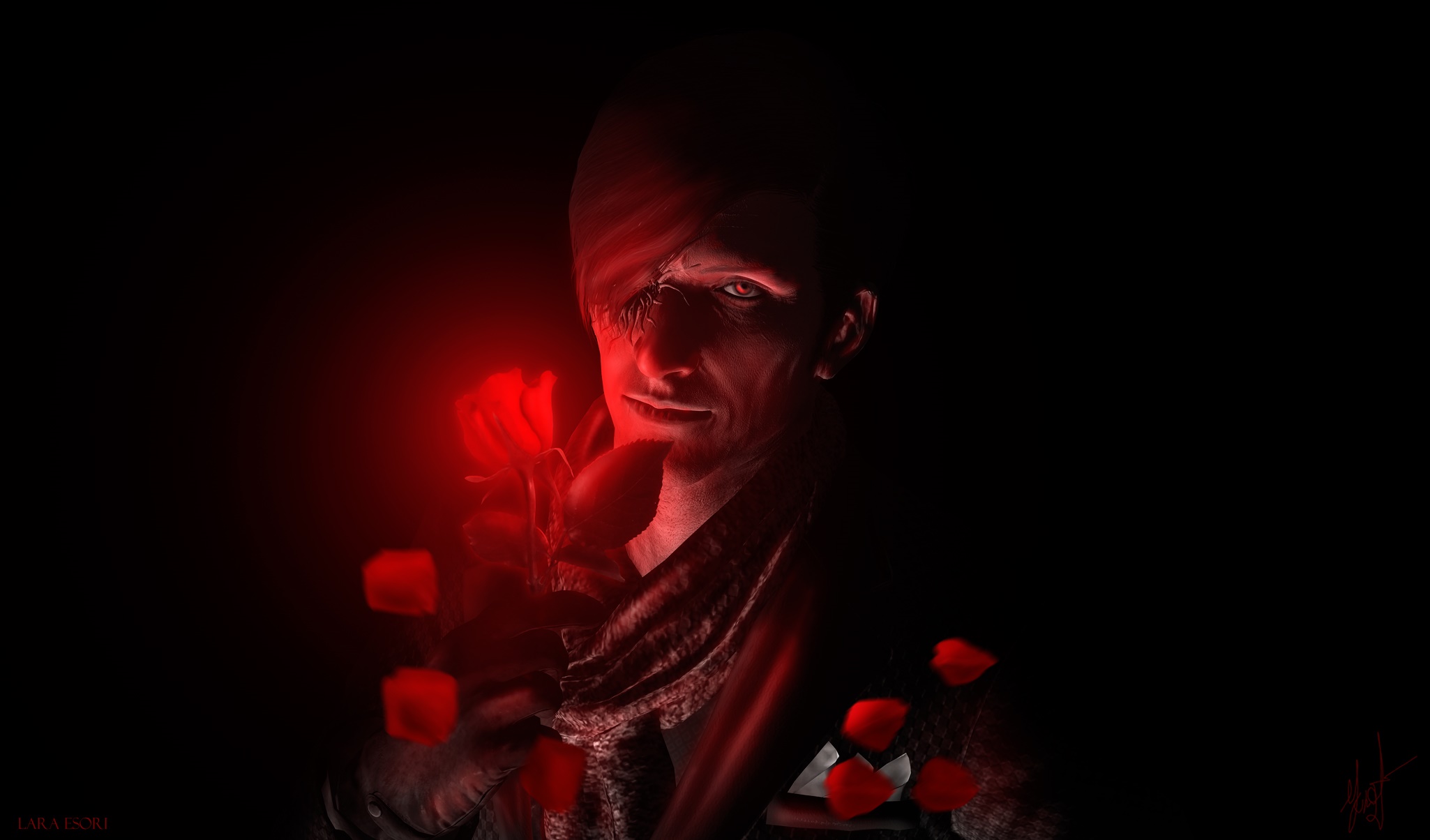 Staphano Valentiny with a red rose HD Wallpaper