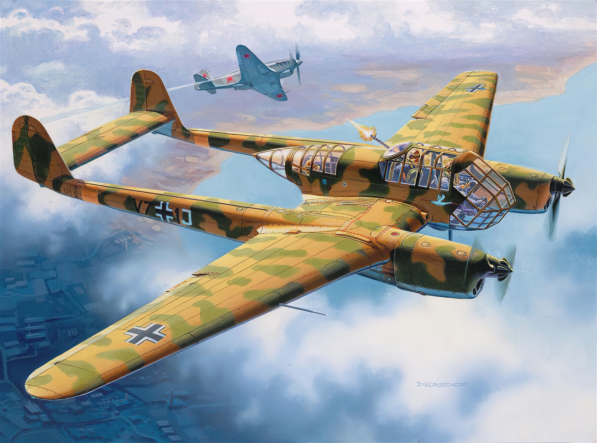Focke-Wulf Fw 189 of the Luftwaffe in combat HD Wallpaper