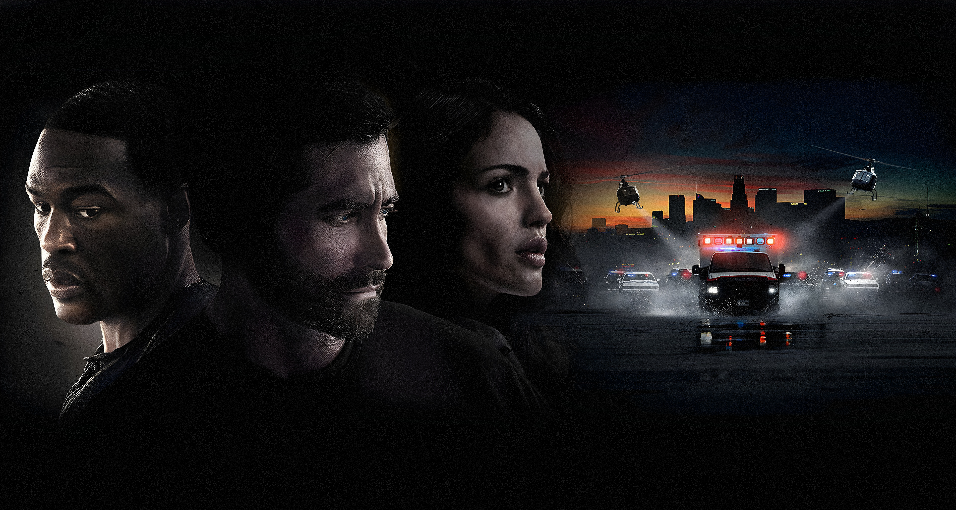 Ambulance starring Jake Gyllenhaal, Eiza Gonzalez, Yahya Abdul-Mateen II HD Wallpaper