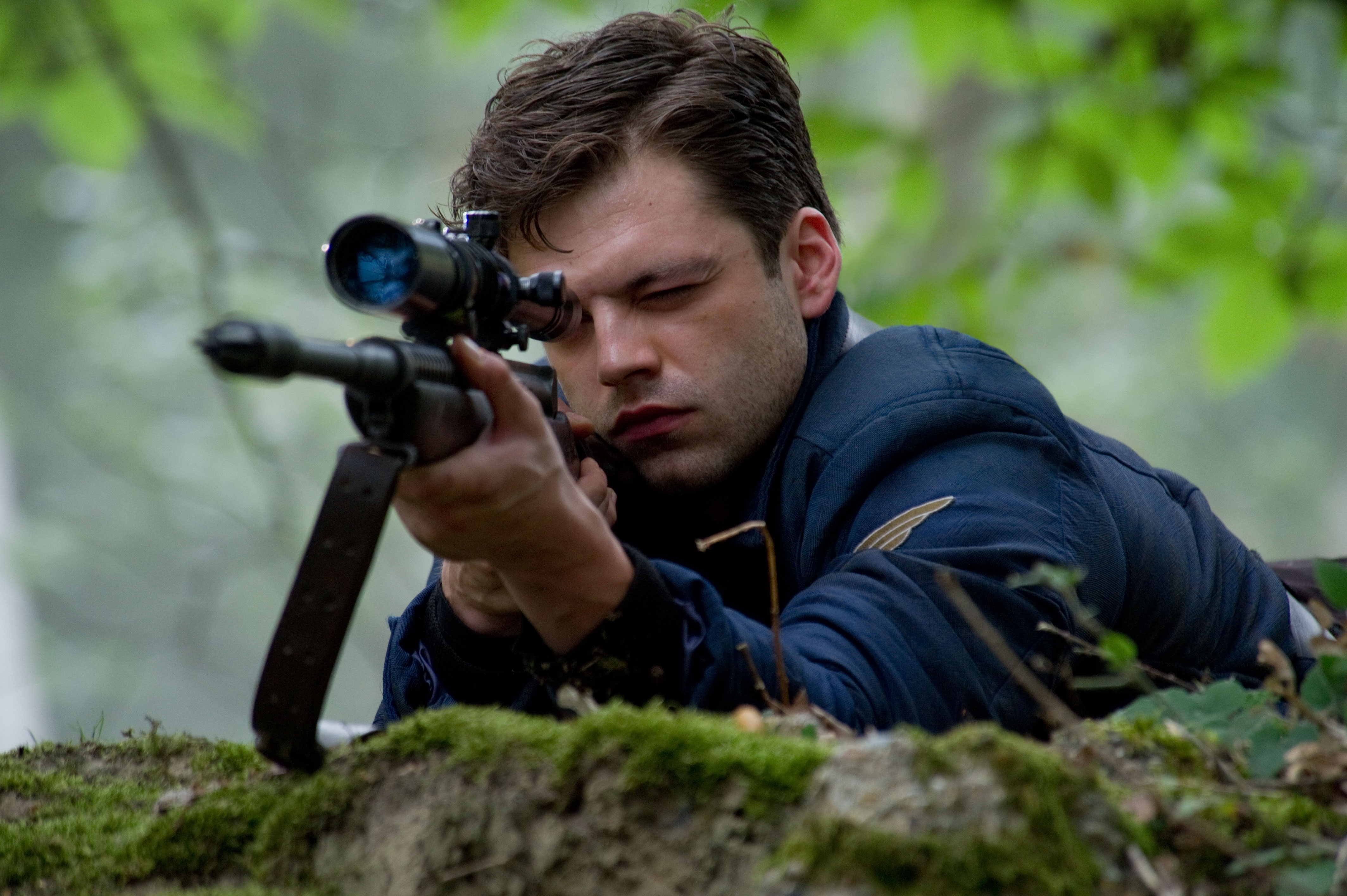 Bucky Barnes from Captain America aiming a rifle HD Wallpaper