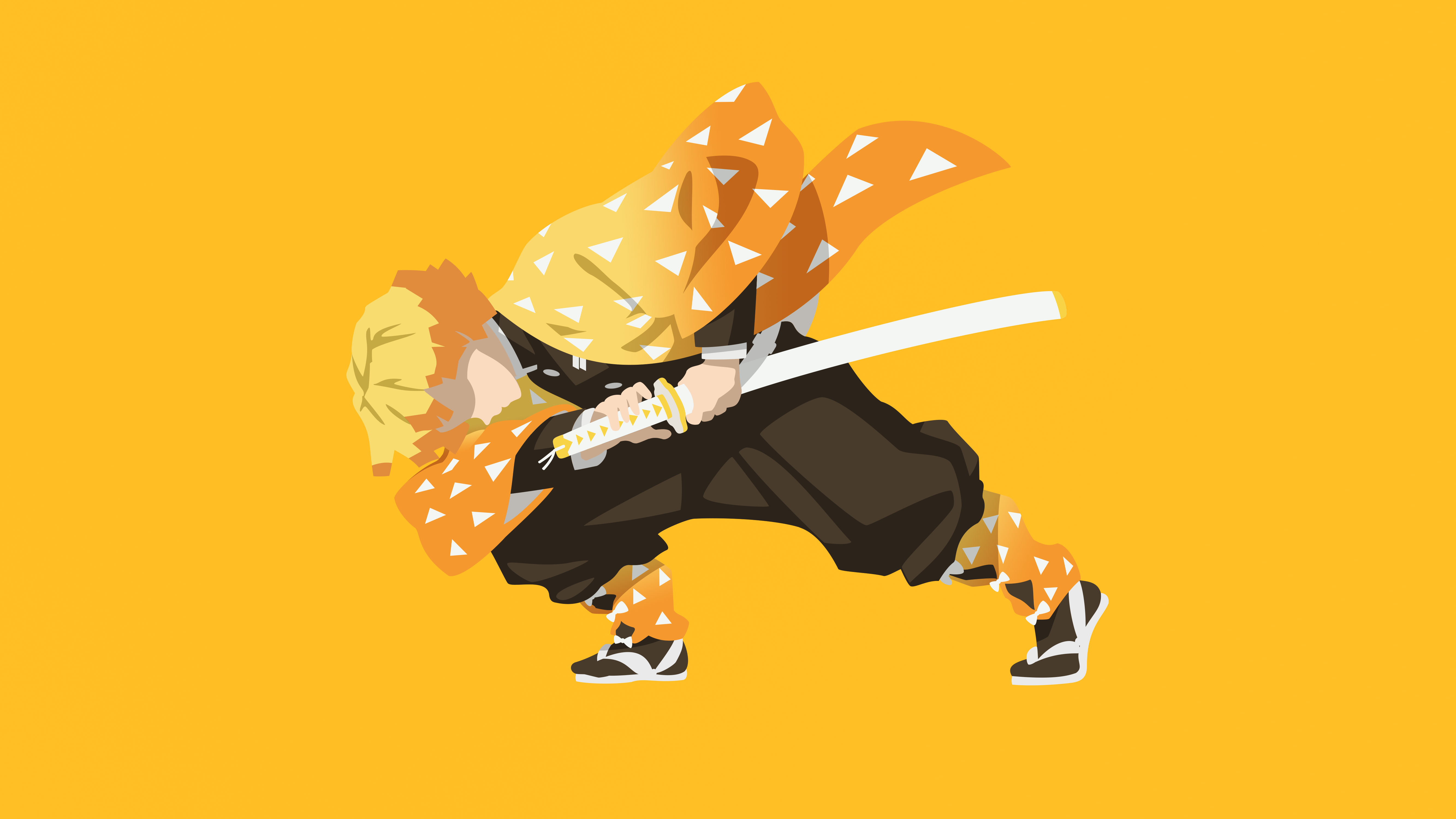 Zenitsu Agatsuma from Demon Slayer: Kimetsu No Yaiba Minimalist HD Wallpaper