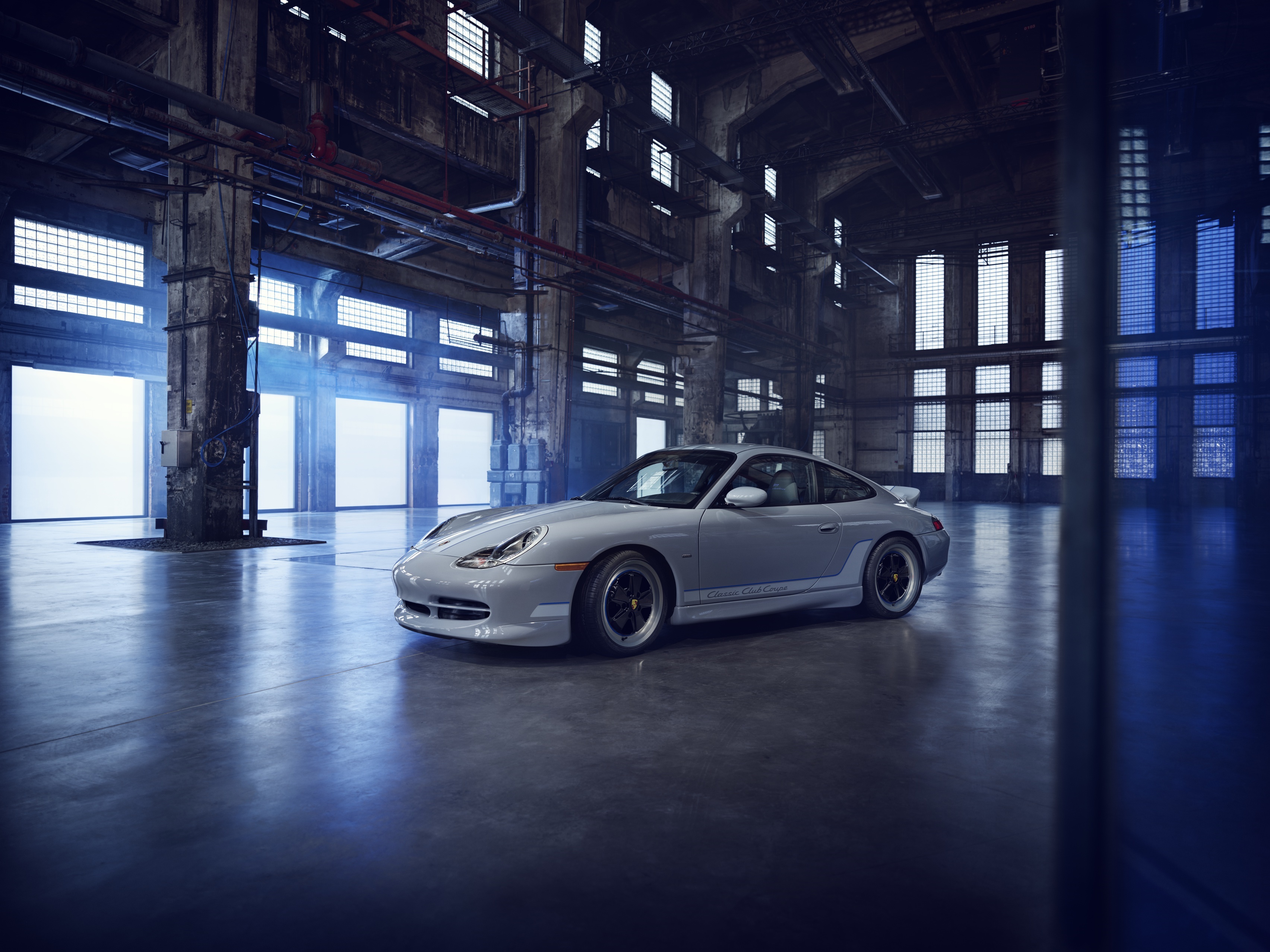 Porsche 911 Carrera in an industrial building HD Wallpaper
