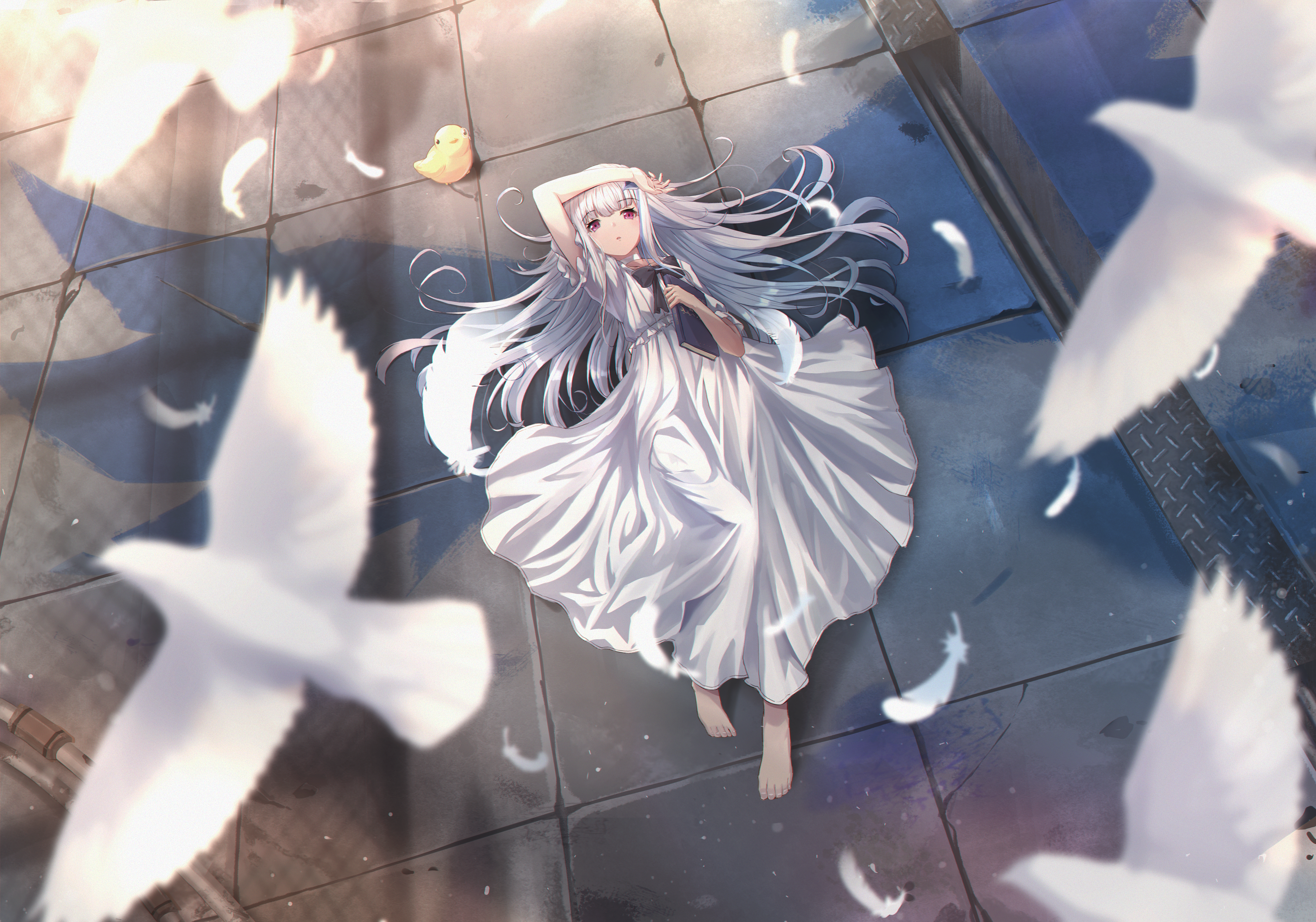Lize Helesta from Nijisanji with birds HD Wallpaper