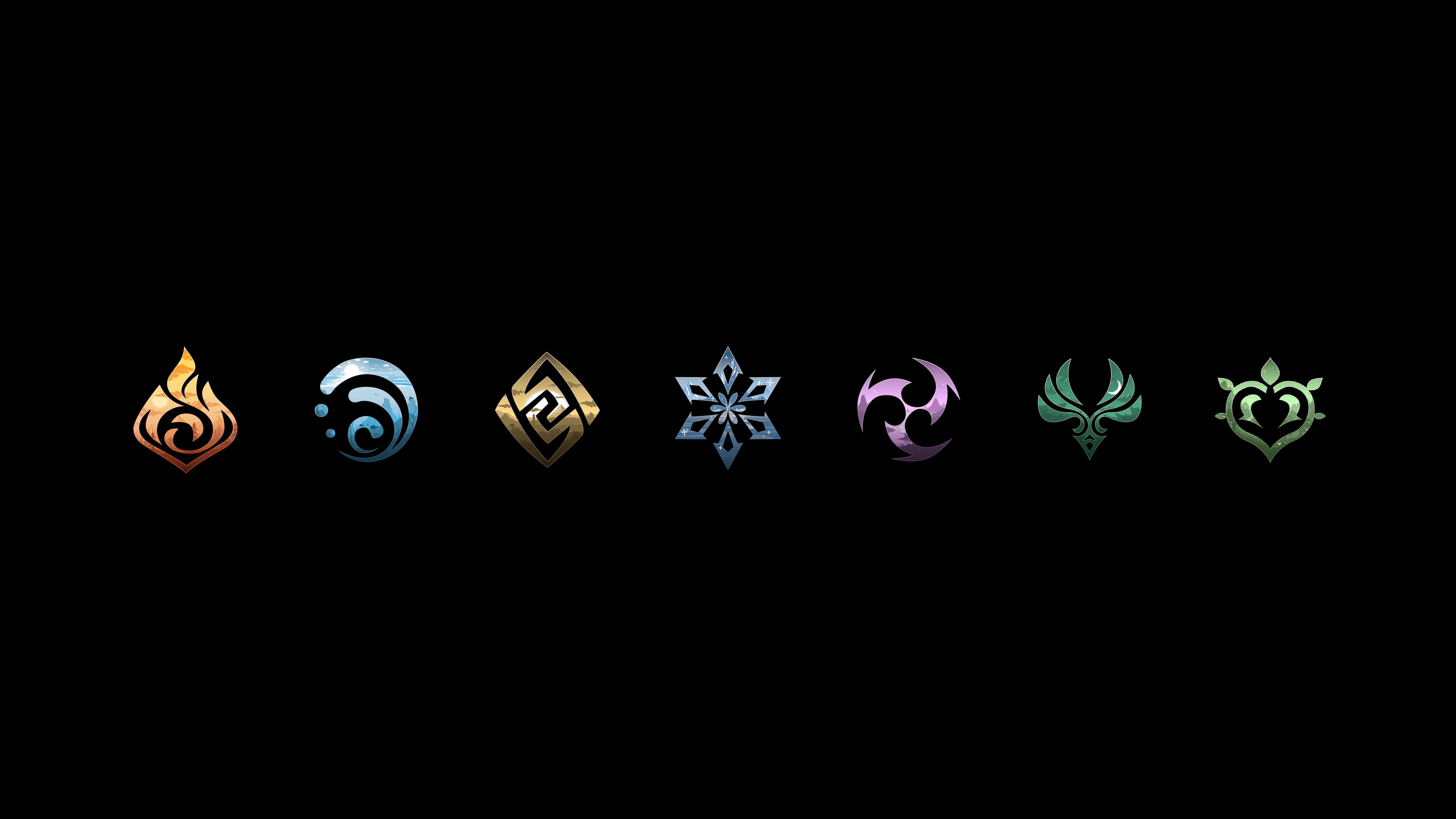 Genshin Impact Elemental Icons HD Wallpaper