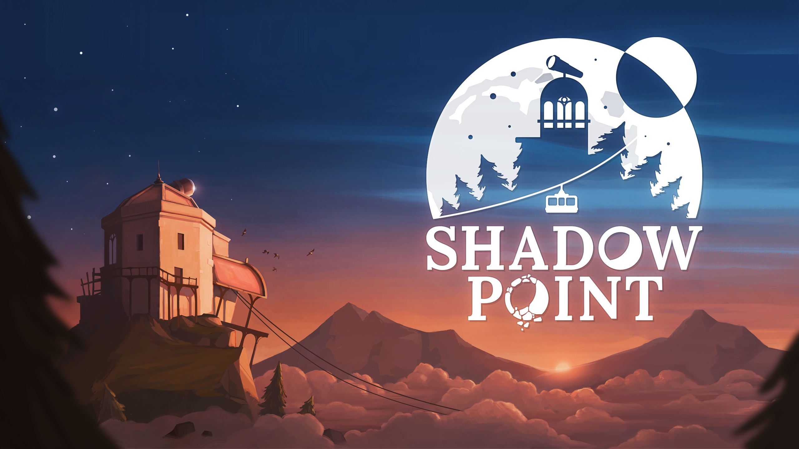Shadow Point game logo with mountain landscape HD Wallpaper