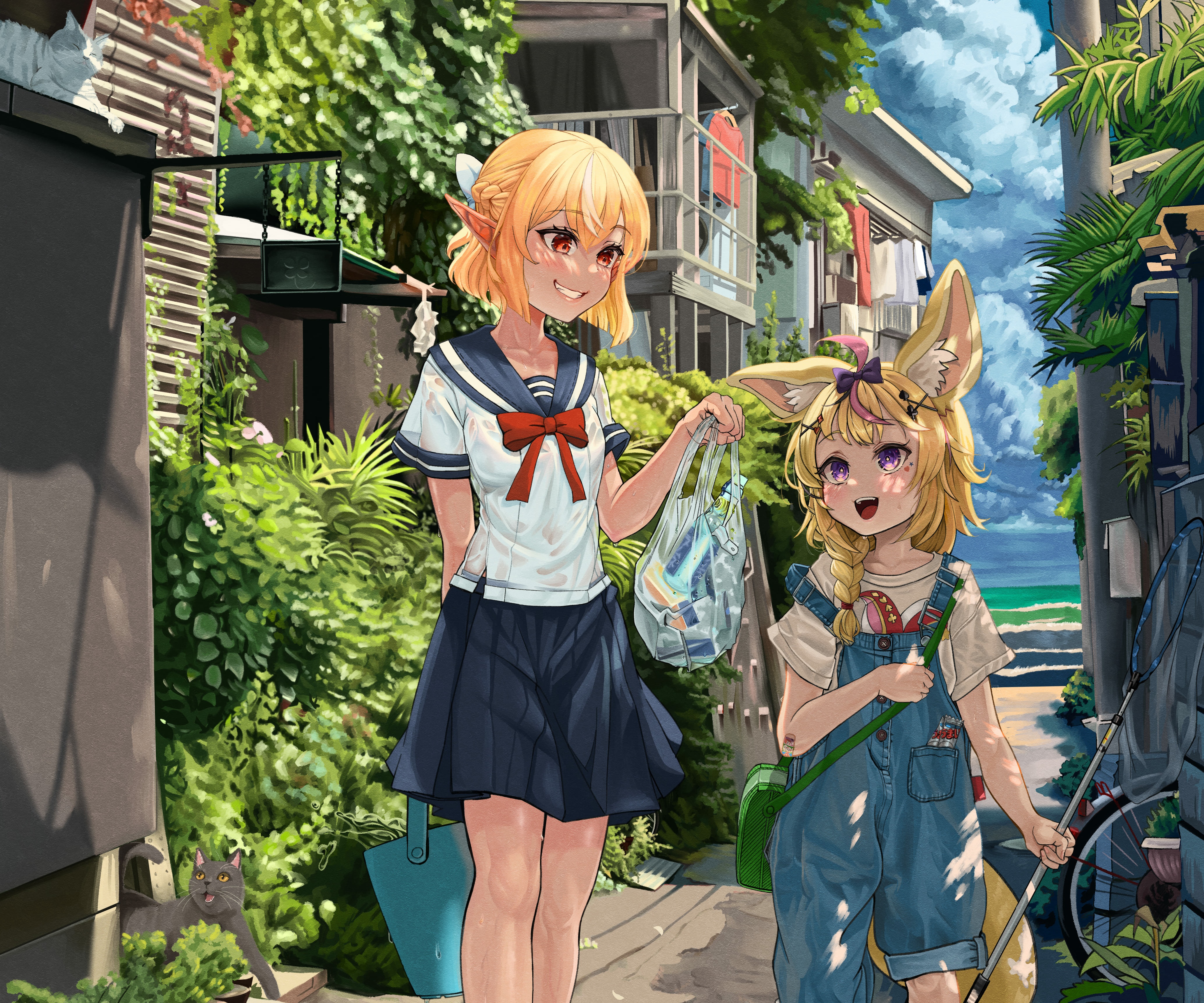 Shiranui Flare and Omaru Polka from Hololive HD Wallpaper