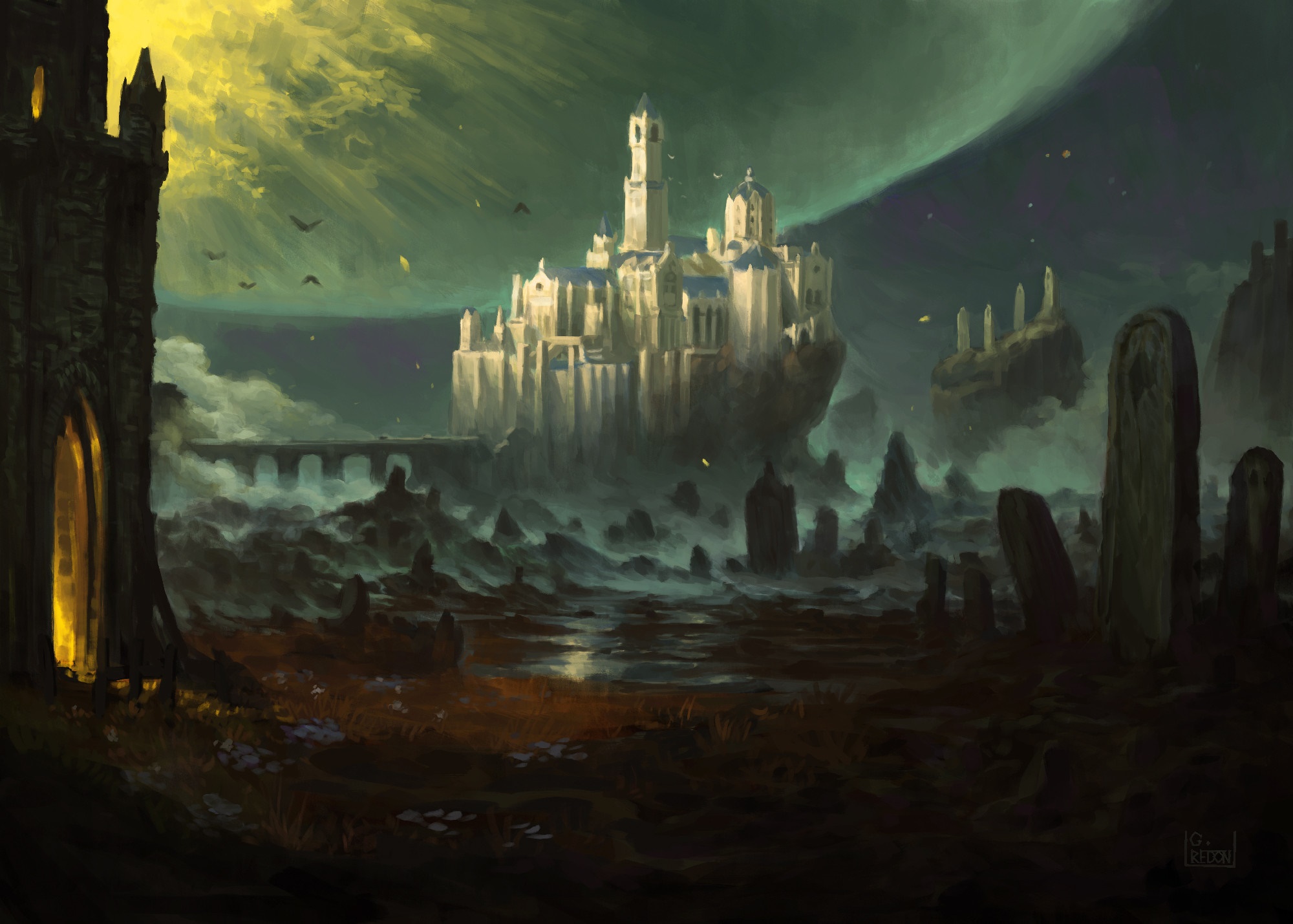 Castle on a floating island in Elden Ring HD Wallpaper