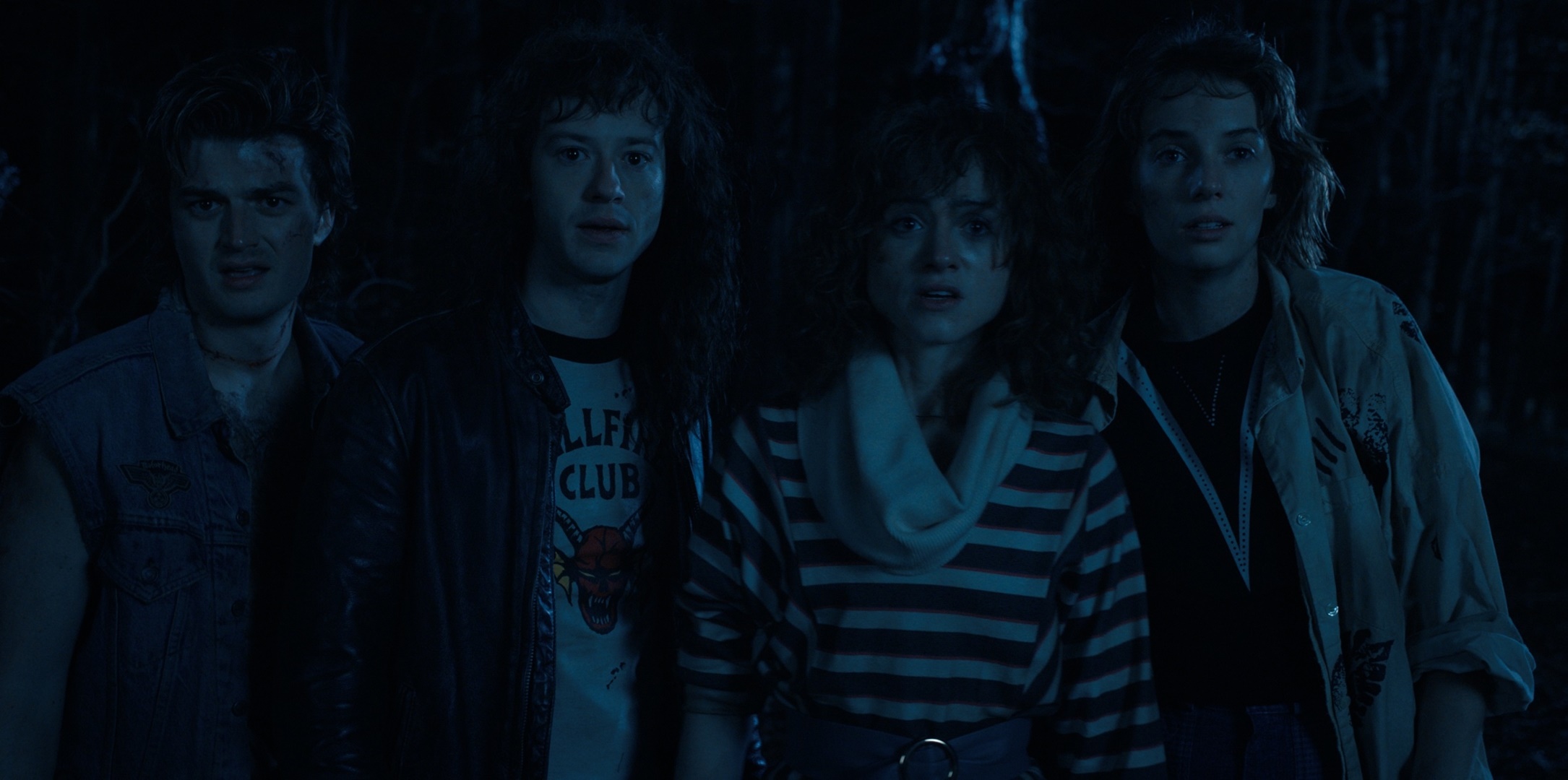 Four people in Stranger Things HD Wallpaper