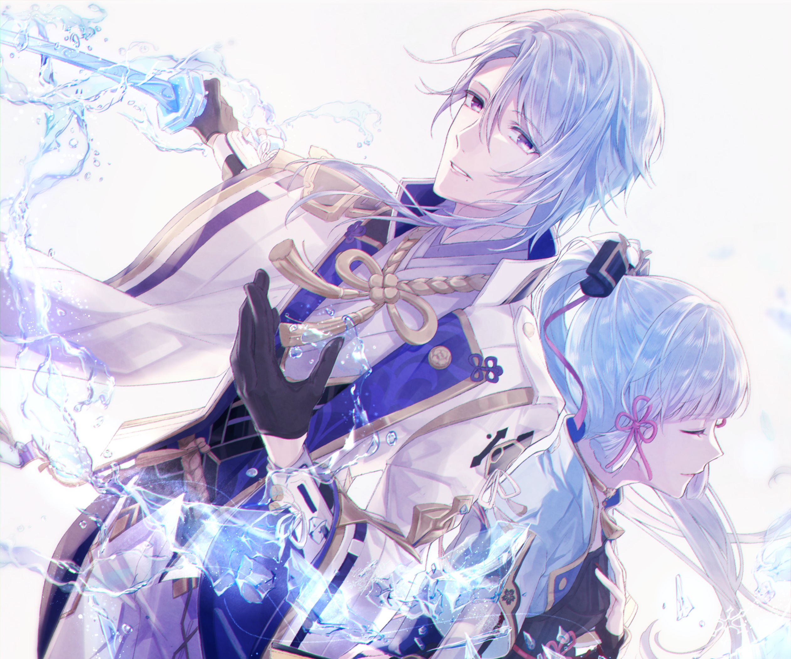 Kamisato Ayato and Kamisato Ayaka from Genshin Impact HD Wallpaper